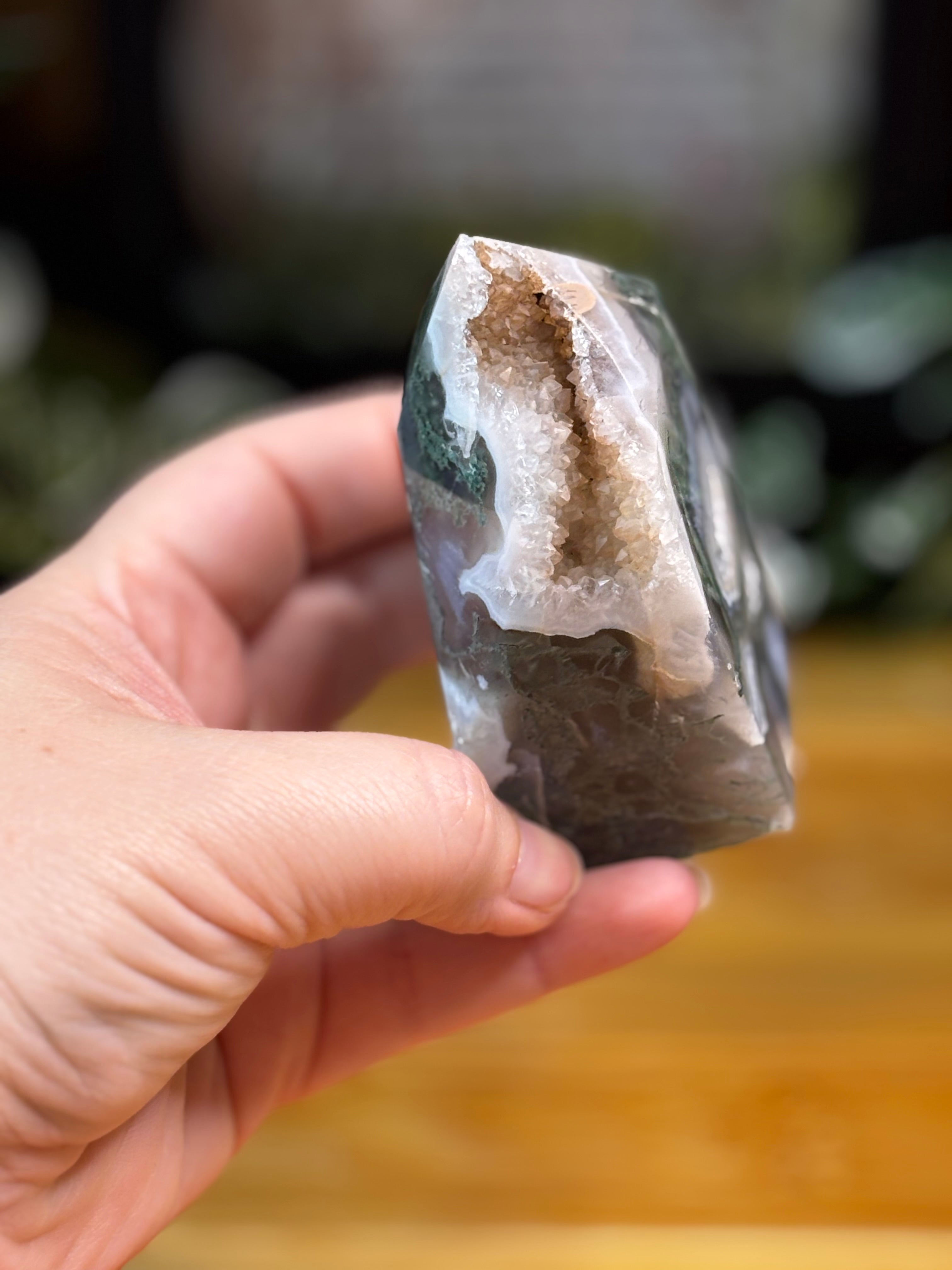 Druzy Moss Agate Chunky Point