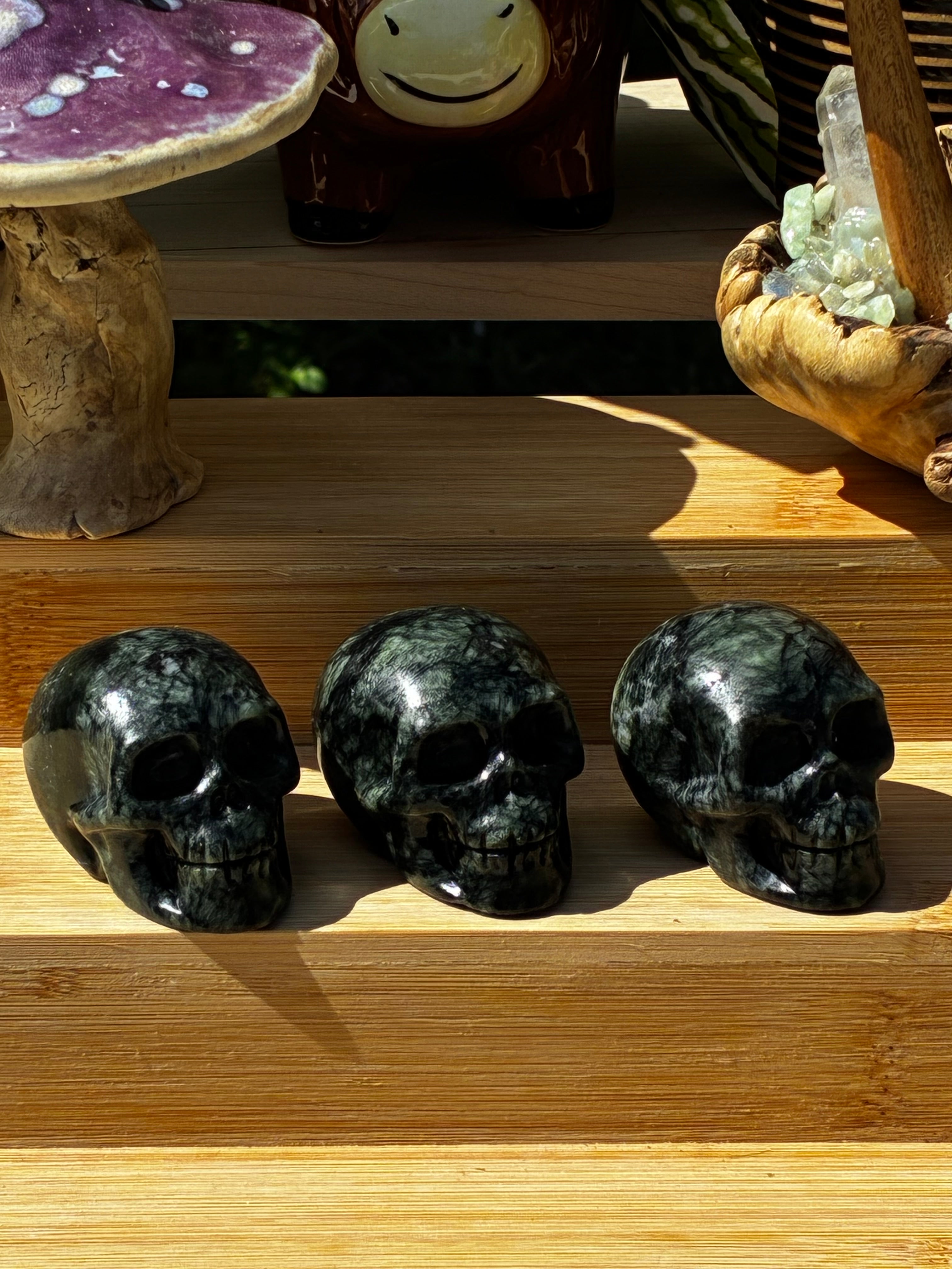 Dark Green Jade Skulls