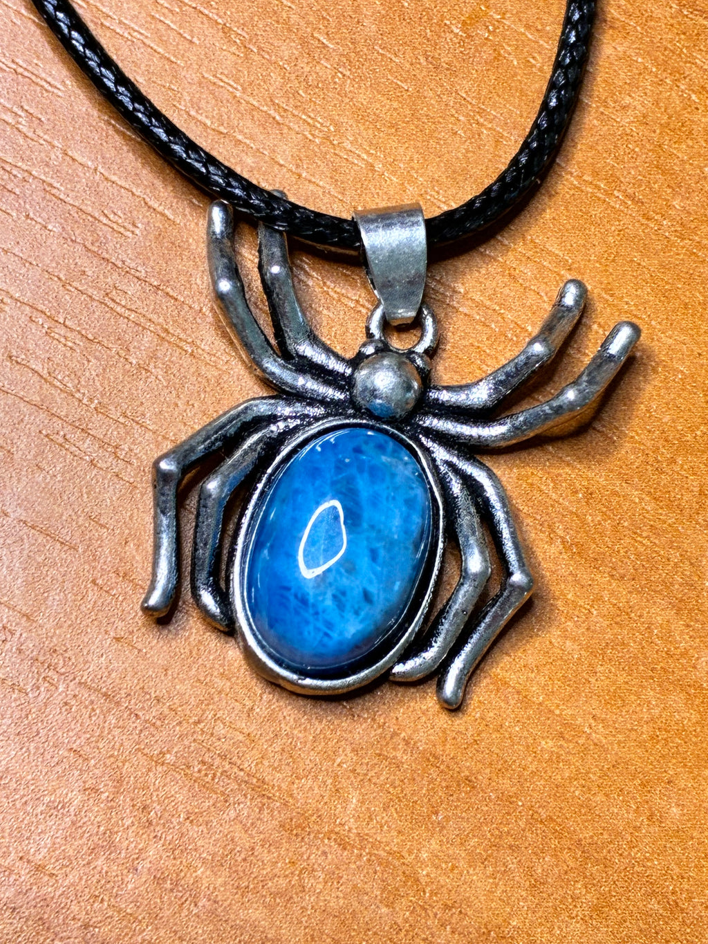 Blue Apatite Spider Pendant
