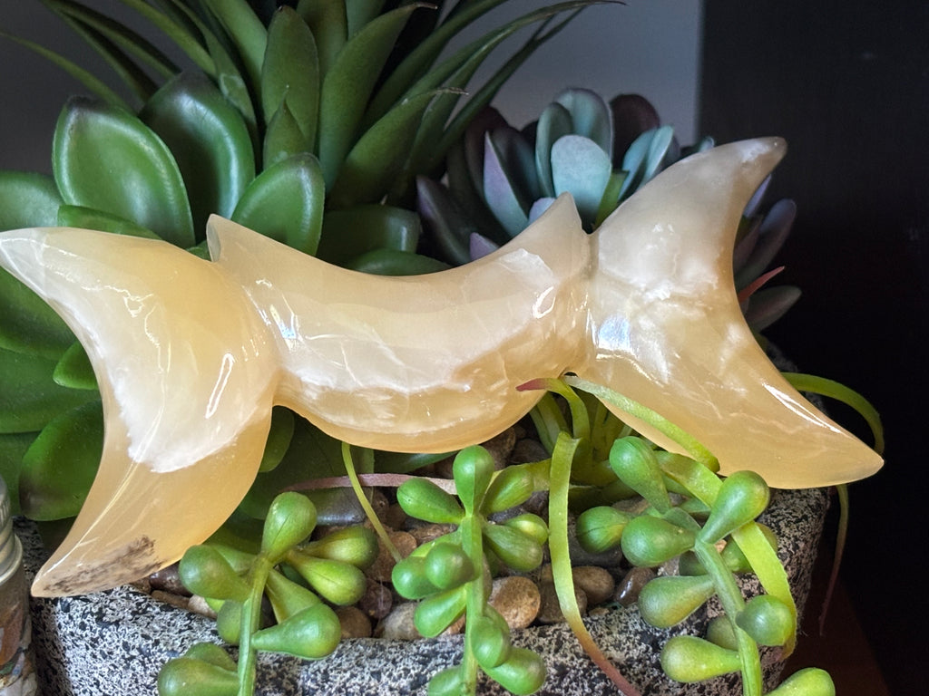 Honey Calcite Tri-Moon