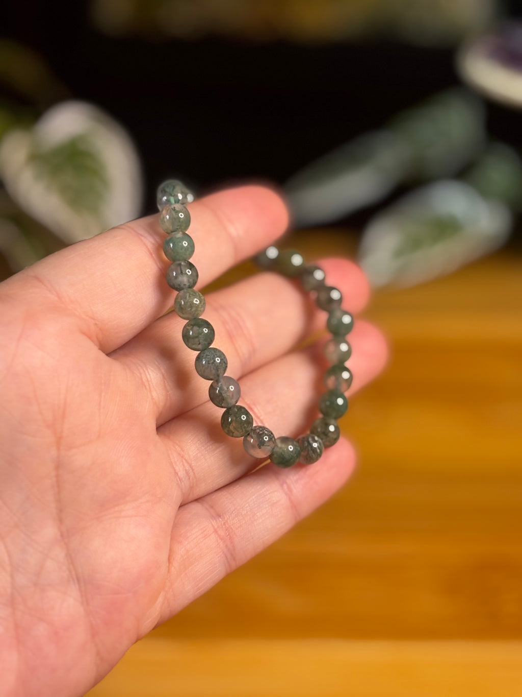 Moss Agate 6mm Bracelet