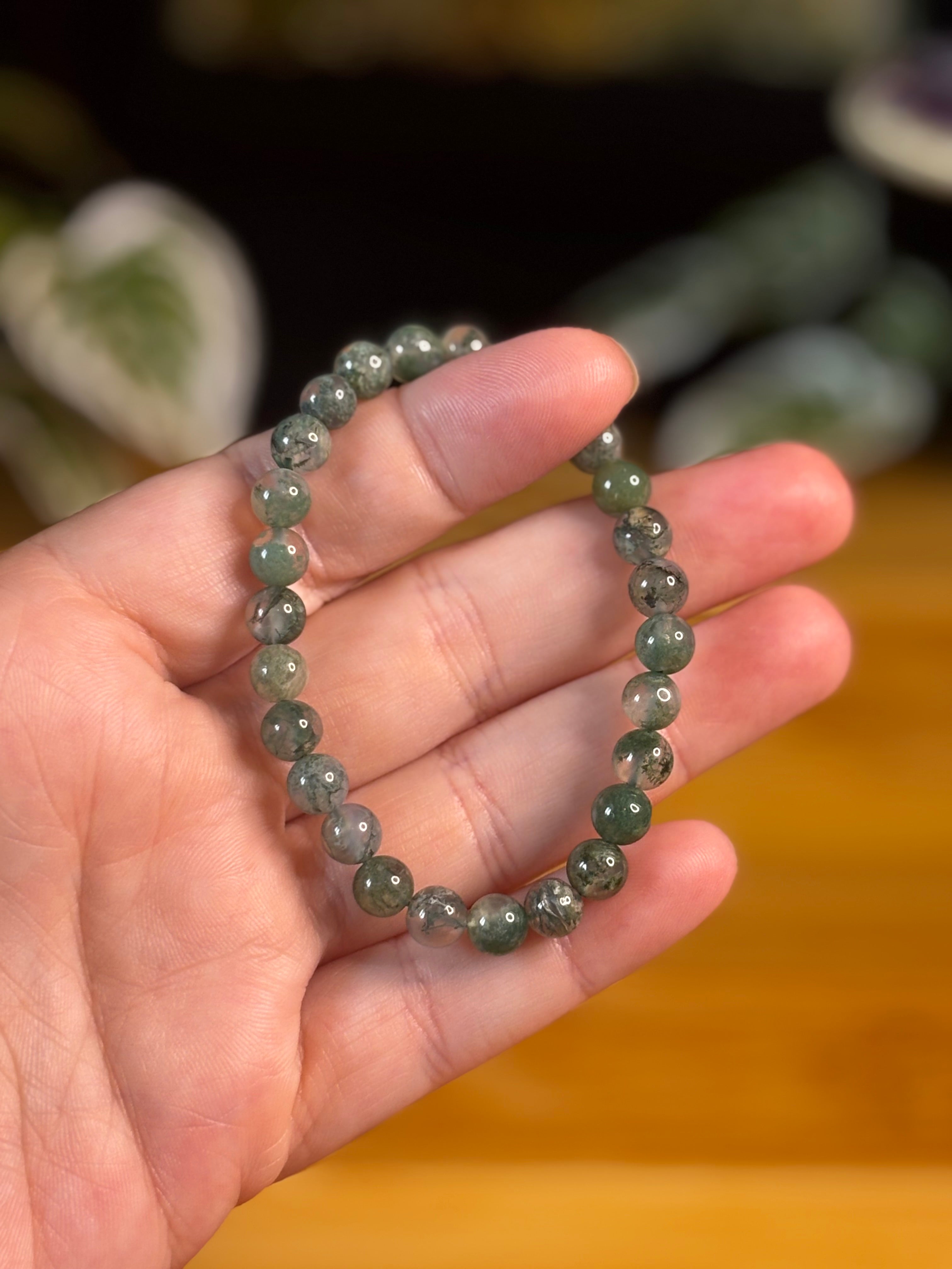 Moss Agate 6mm Bracelet