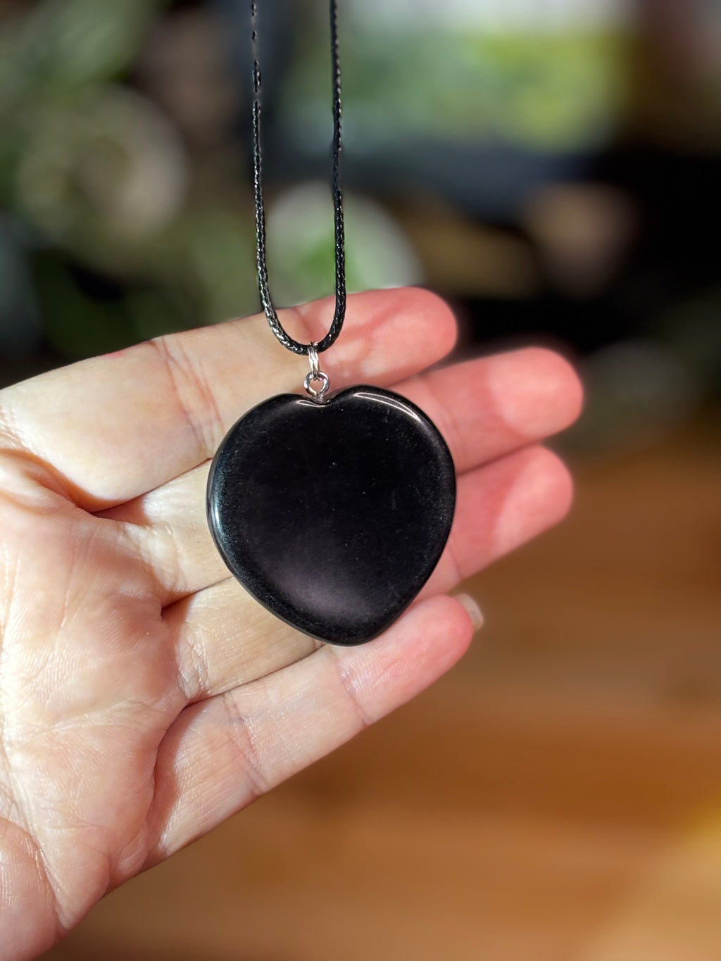 Heart Obsidian Worry Stone Pendant