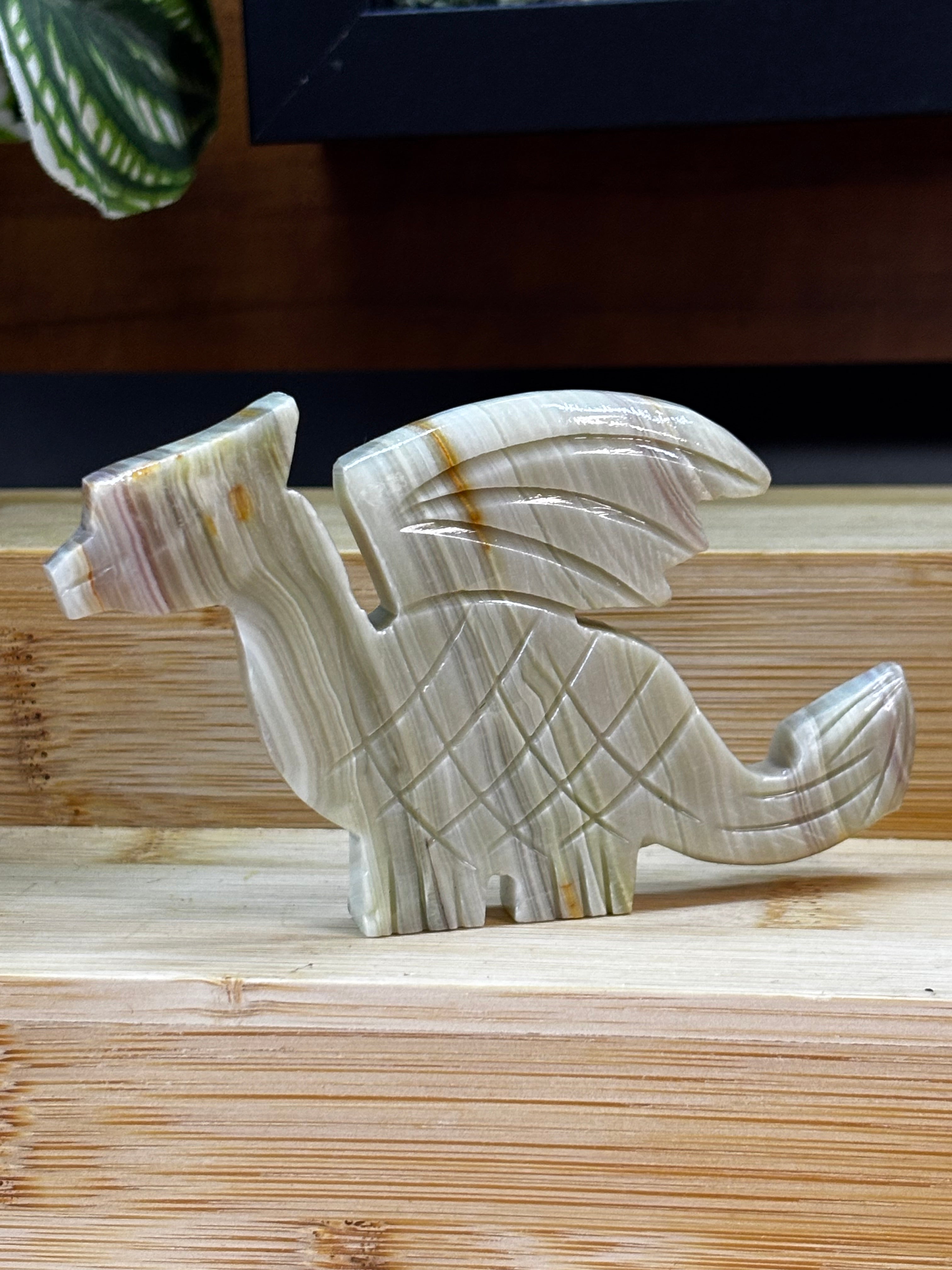 Banded Calcite Dragon Carving