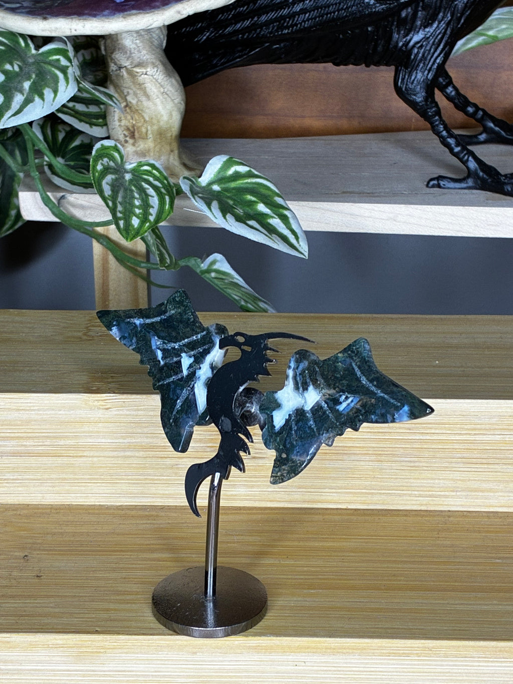 Moss Agate Dragon Wings