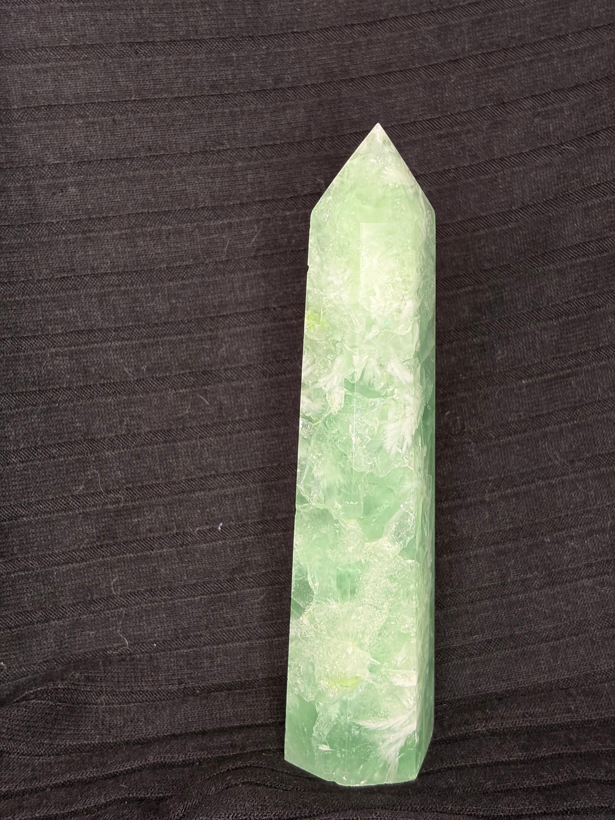 Green Feather Fluorite Point