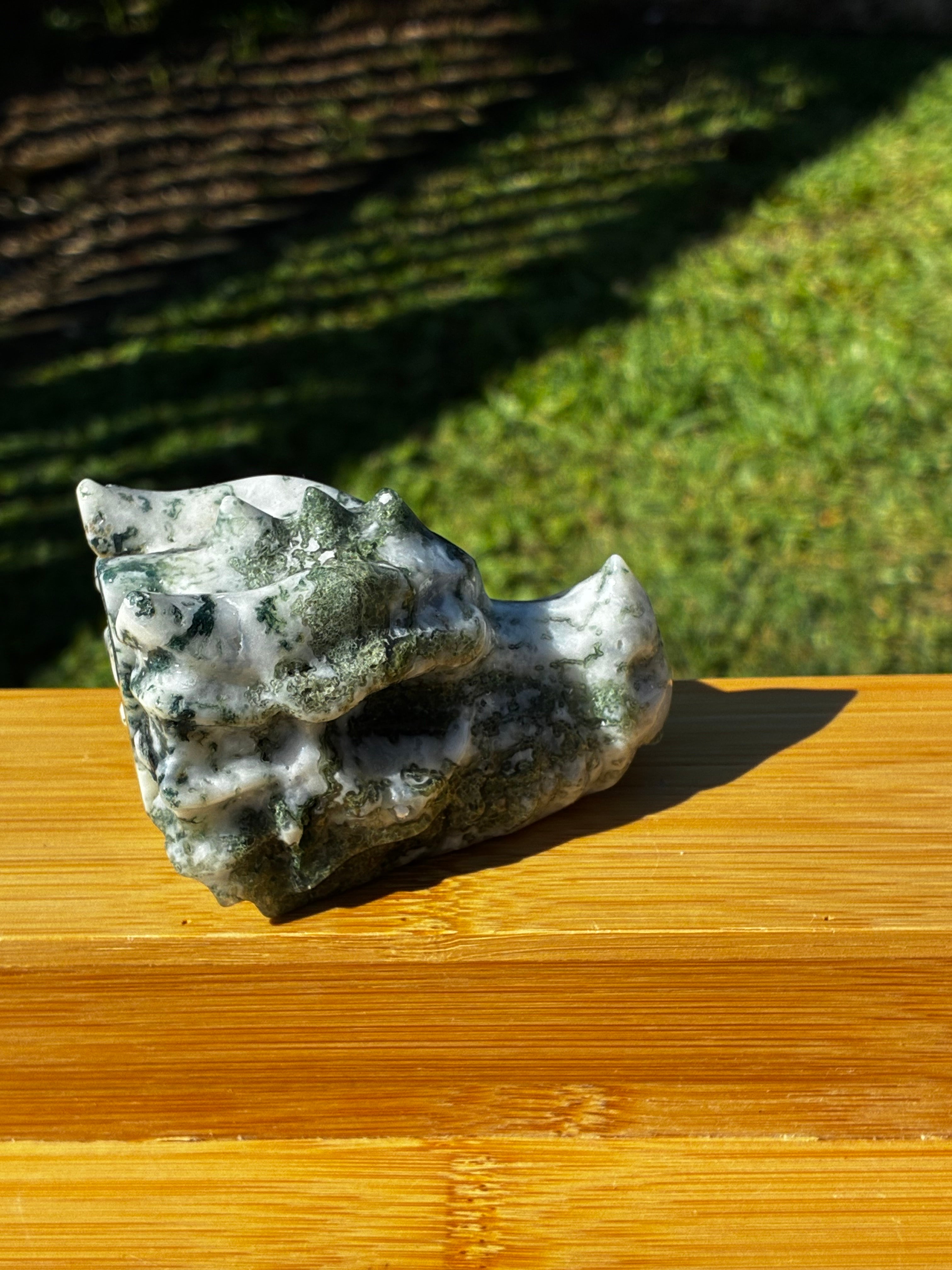 Moss Agate Dragon Head
