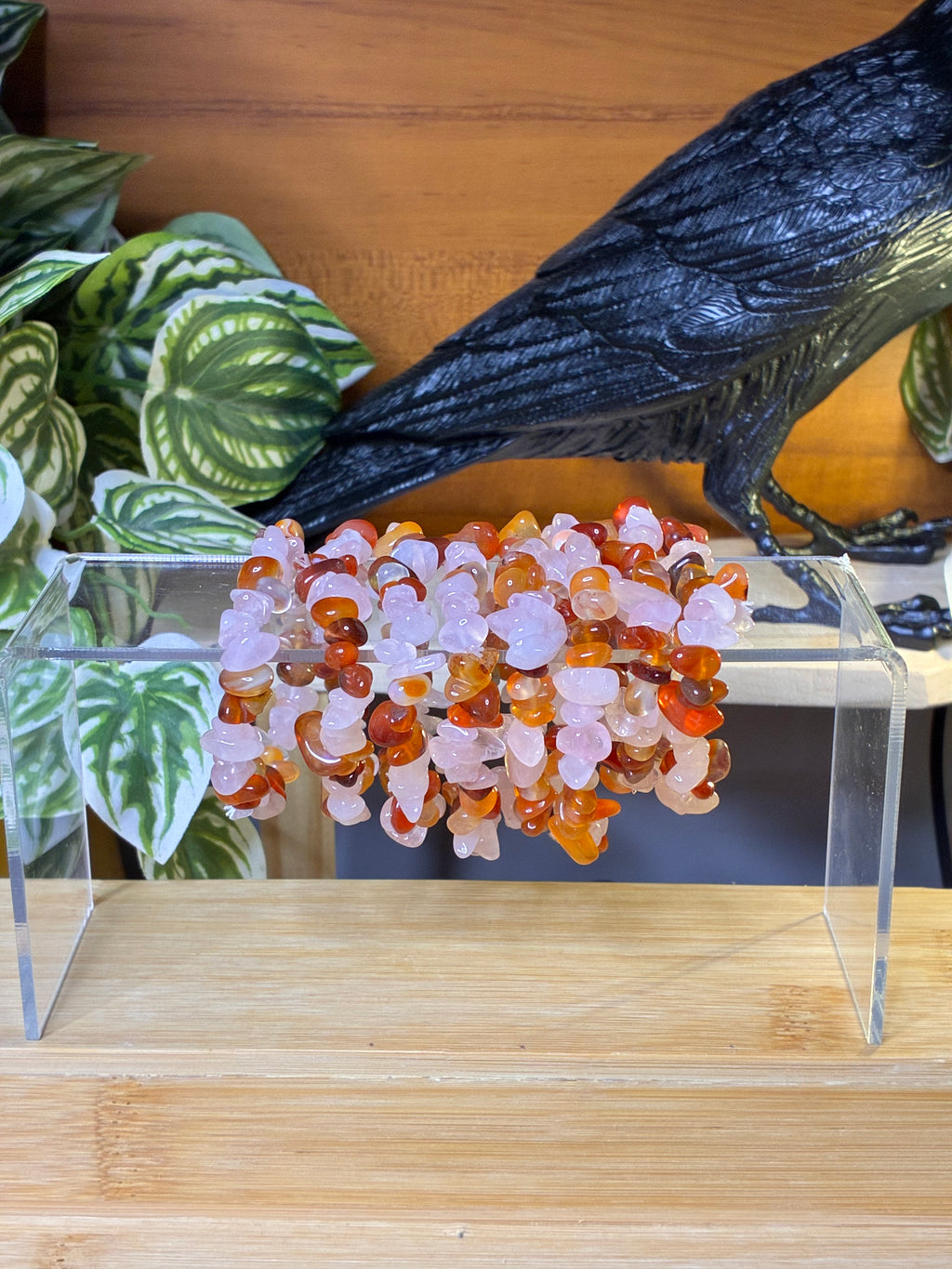 Carnelian + Rose Quartz Chip Bracelets