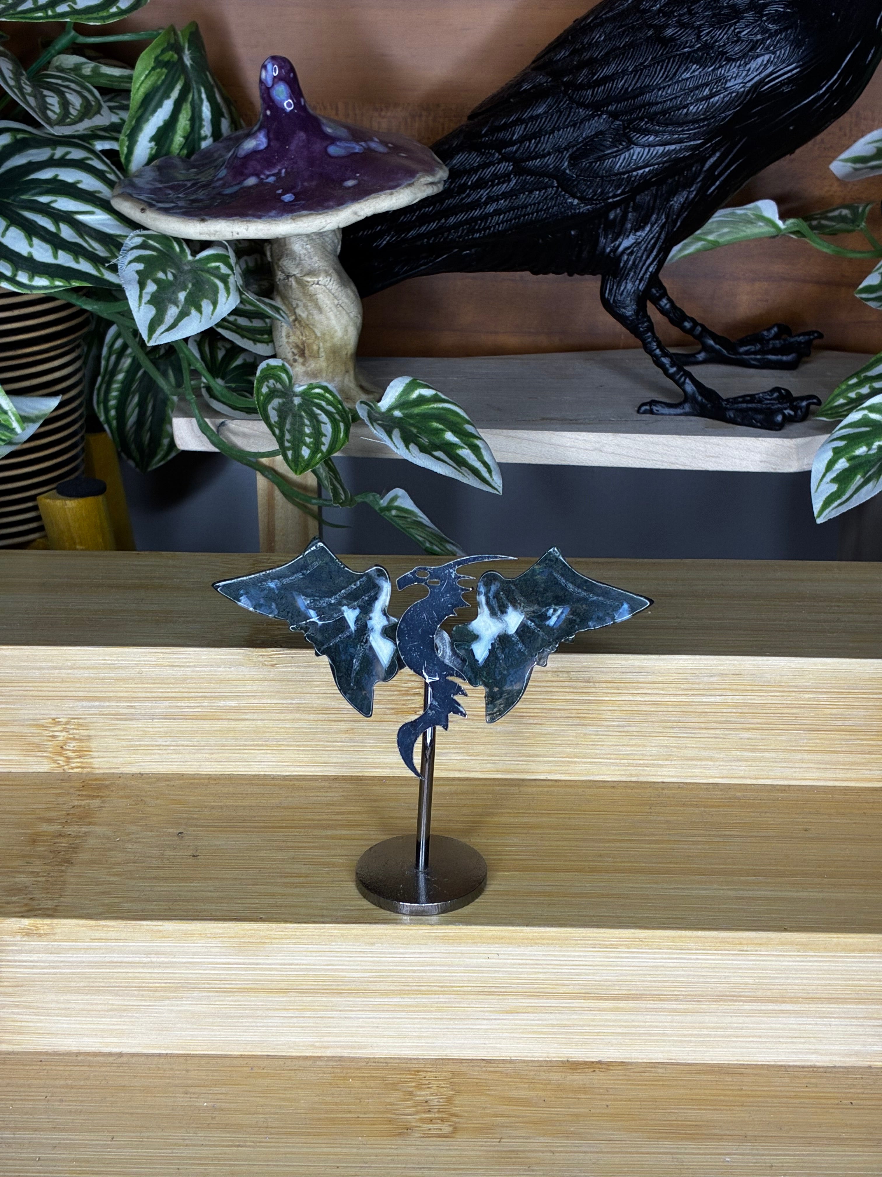 Moss Agate Dragon Wings