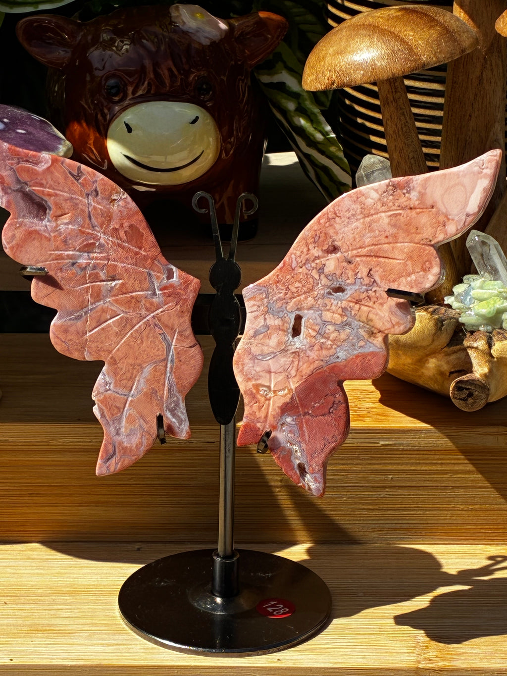 Pink Flower Agate Butterfly Wings