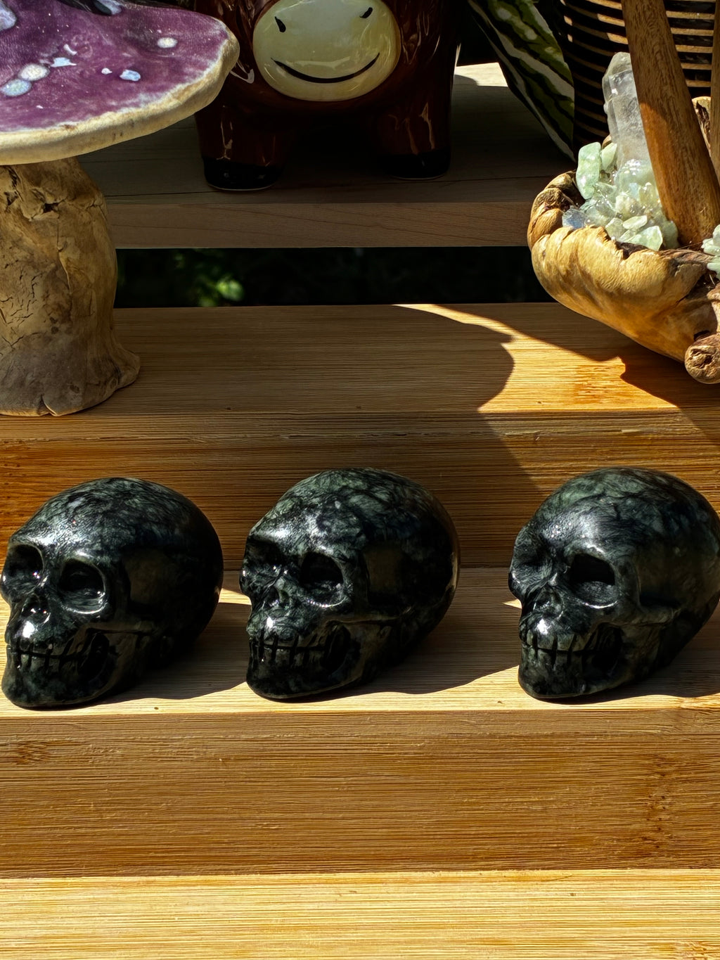 Dark Green Jade Skulls