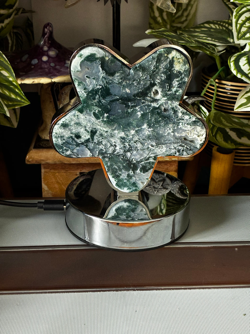 Moss Agate Star Lamp (USB)