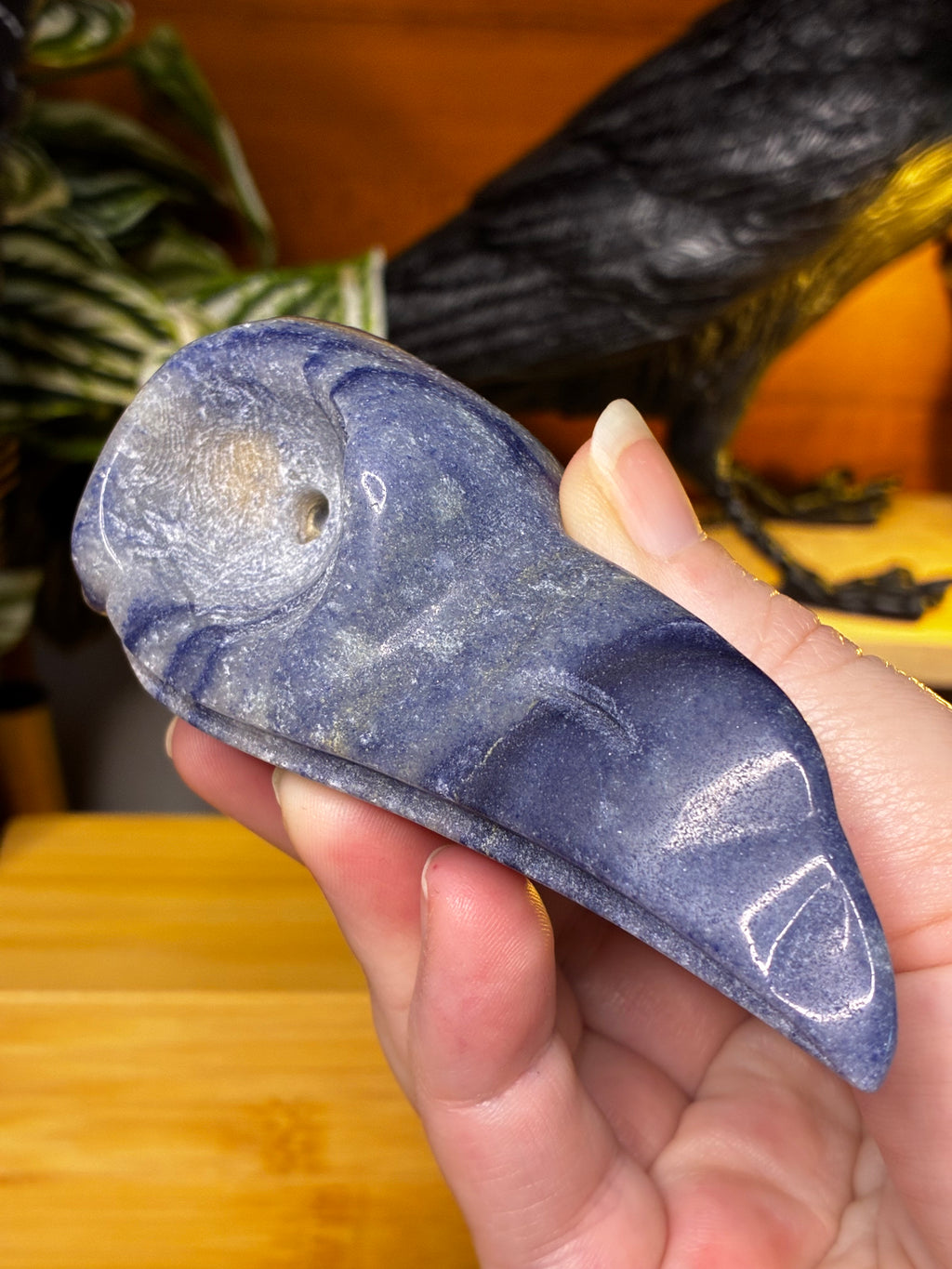 Blue Aventurine Raven Skull