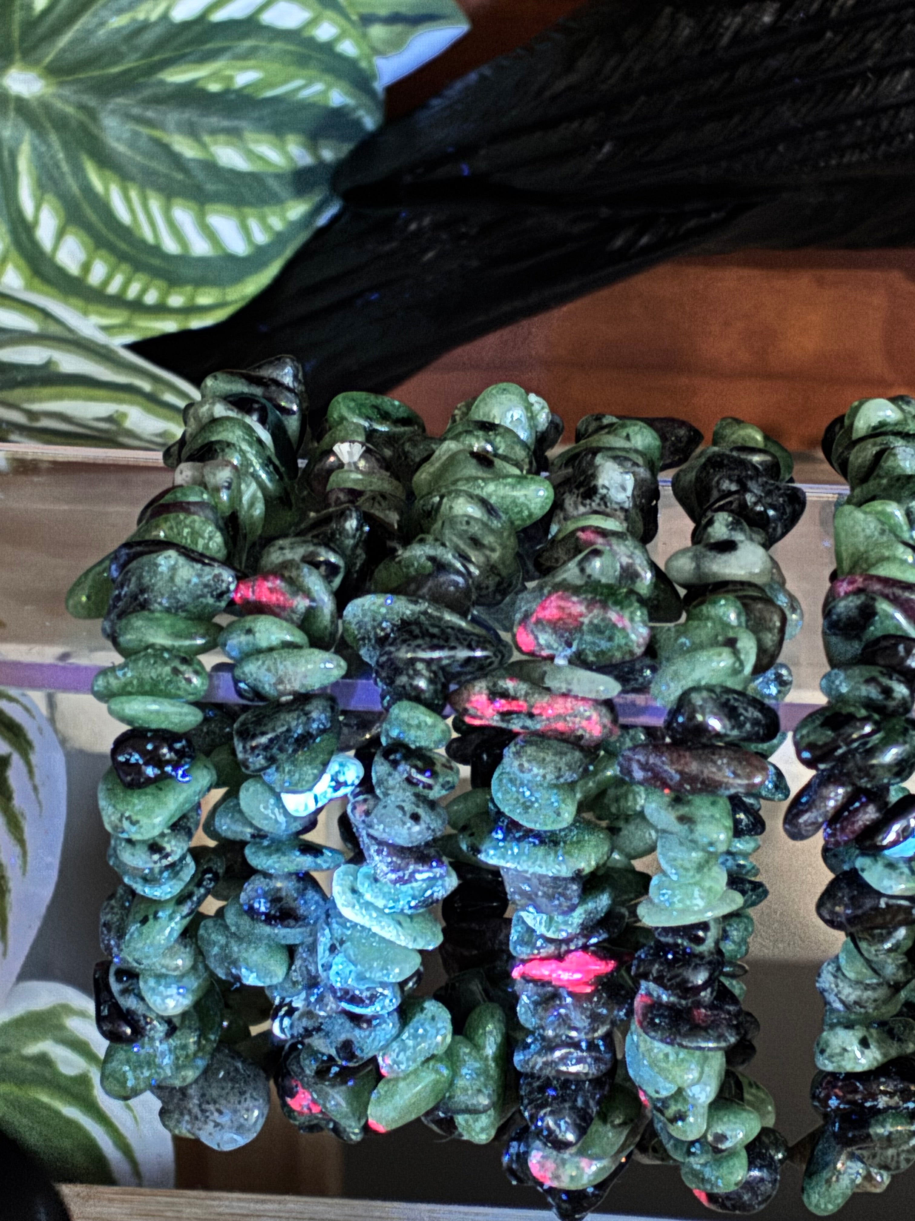 Ruby Zoisite Chip Bracelets
