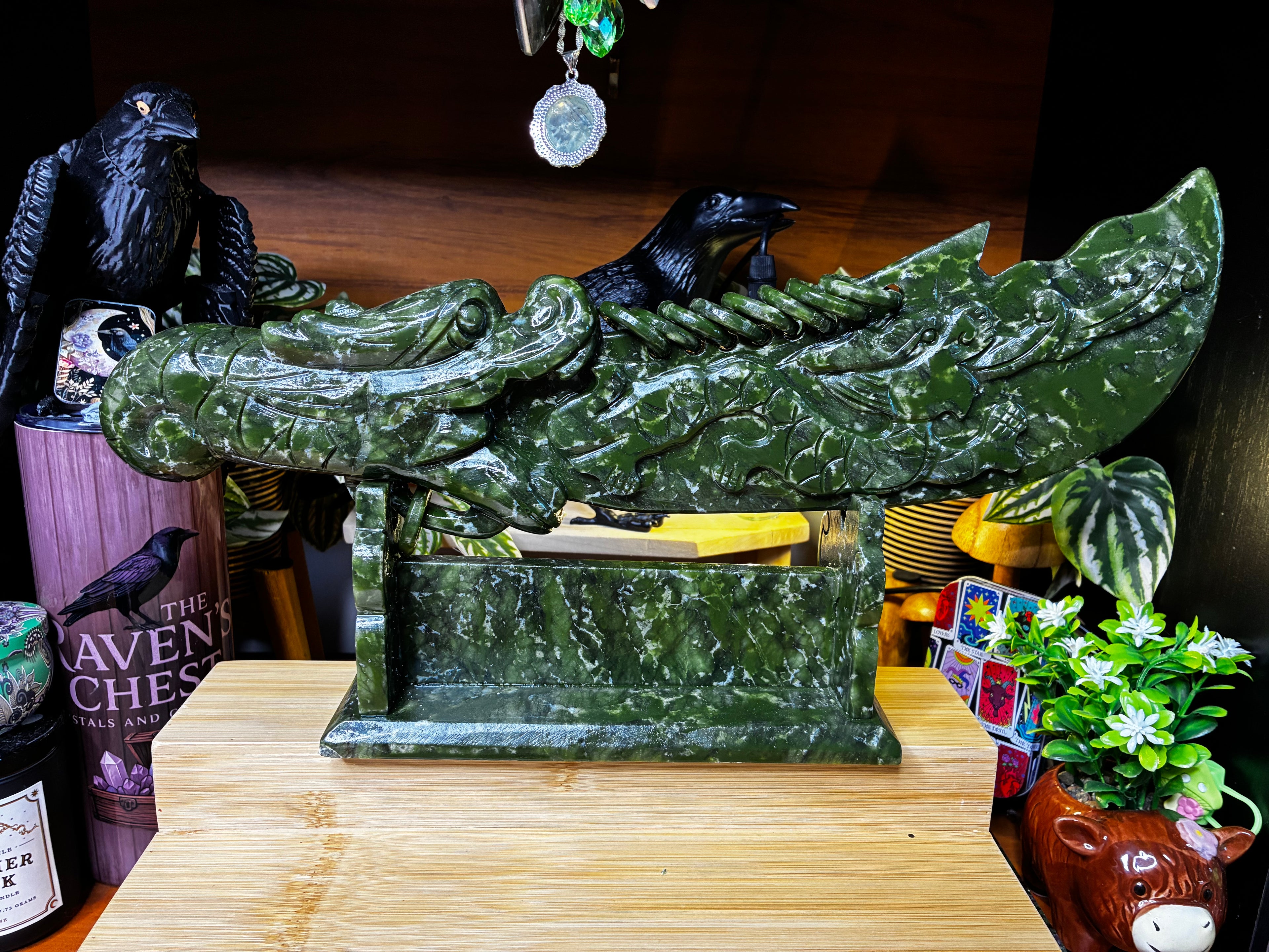 Green Jade Sword on Stand 2