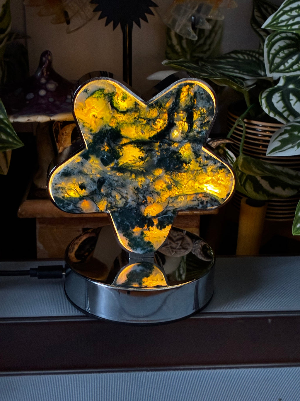 Moss Agate Star Lamp (USB)