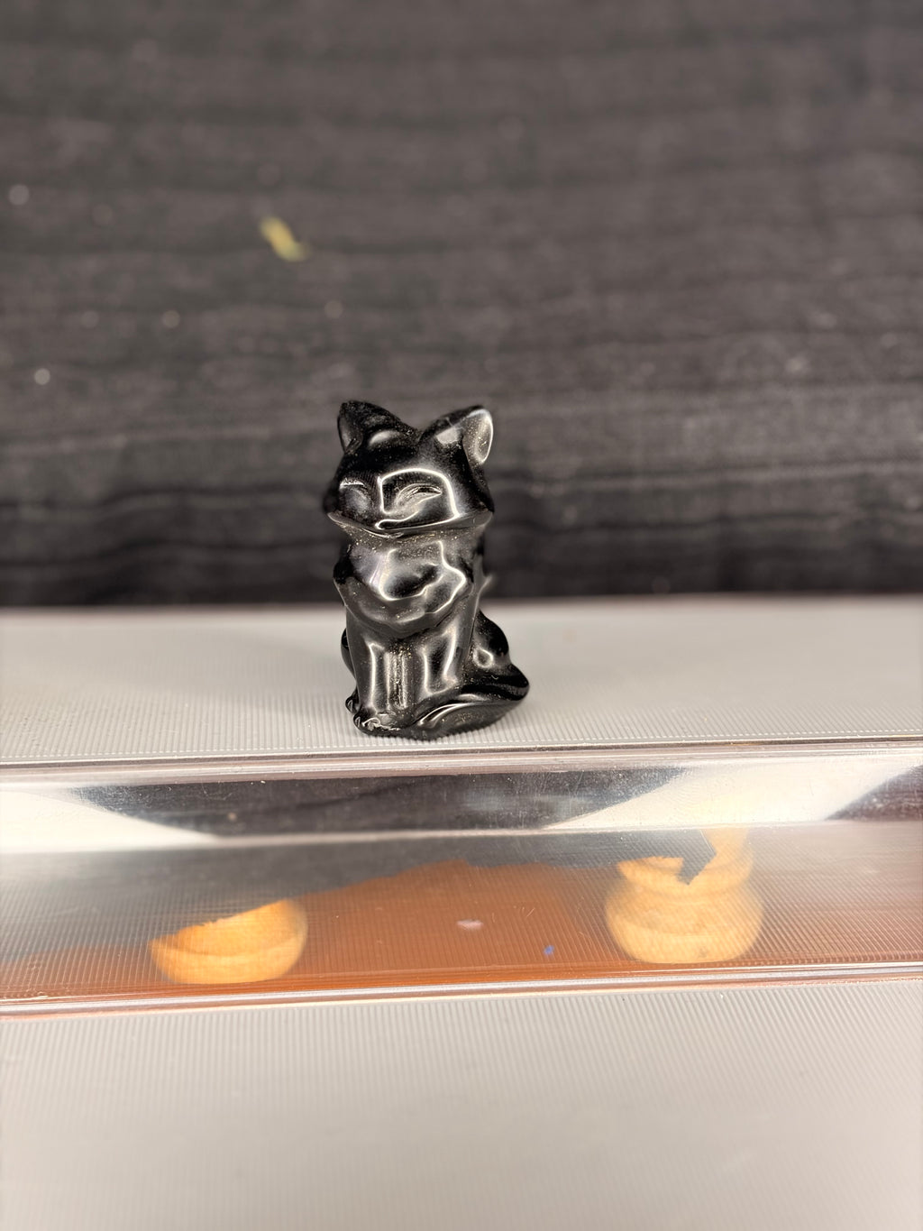 Obsidian Cat Carving