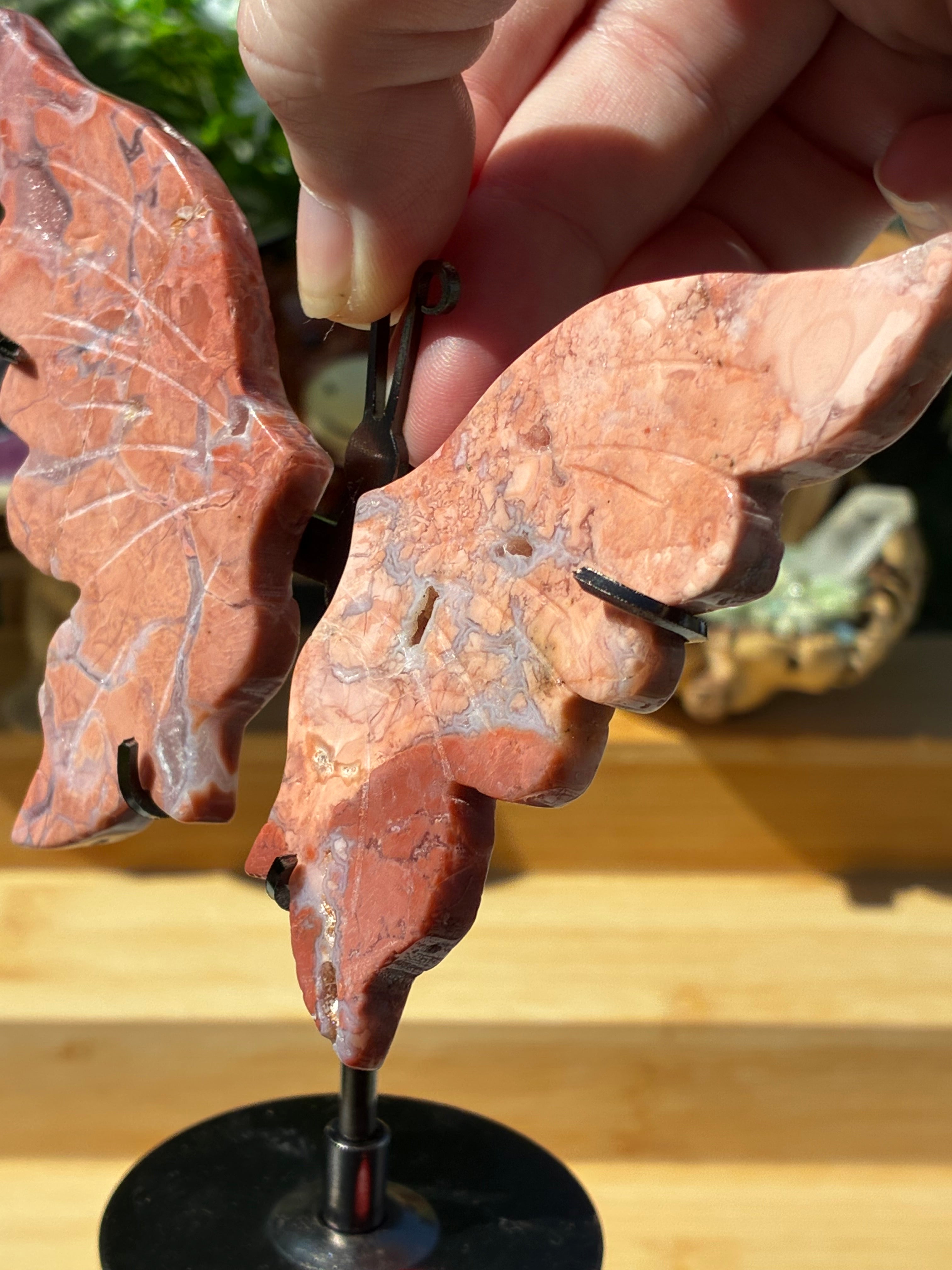 Pink Flower Agate Butterfly Wings