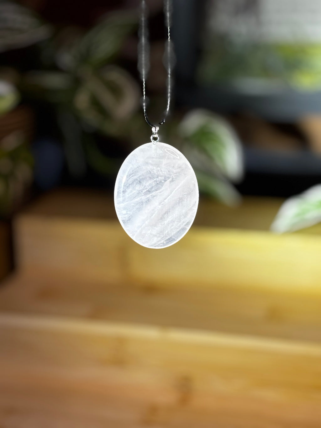Rose Quartz Worry Stone Pendant 1