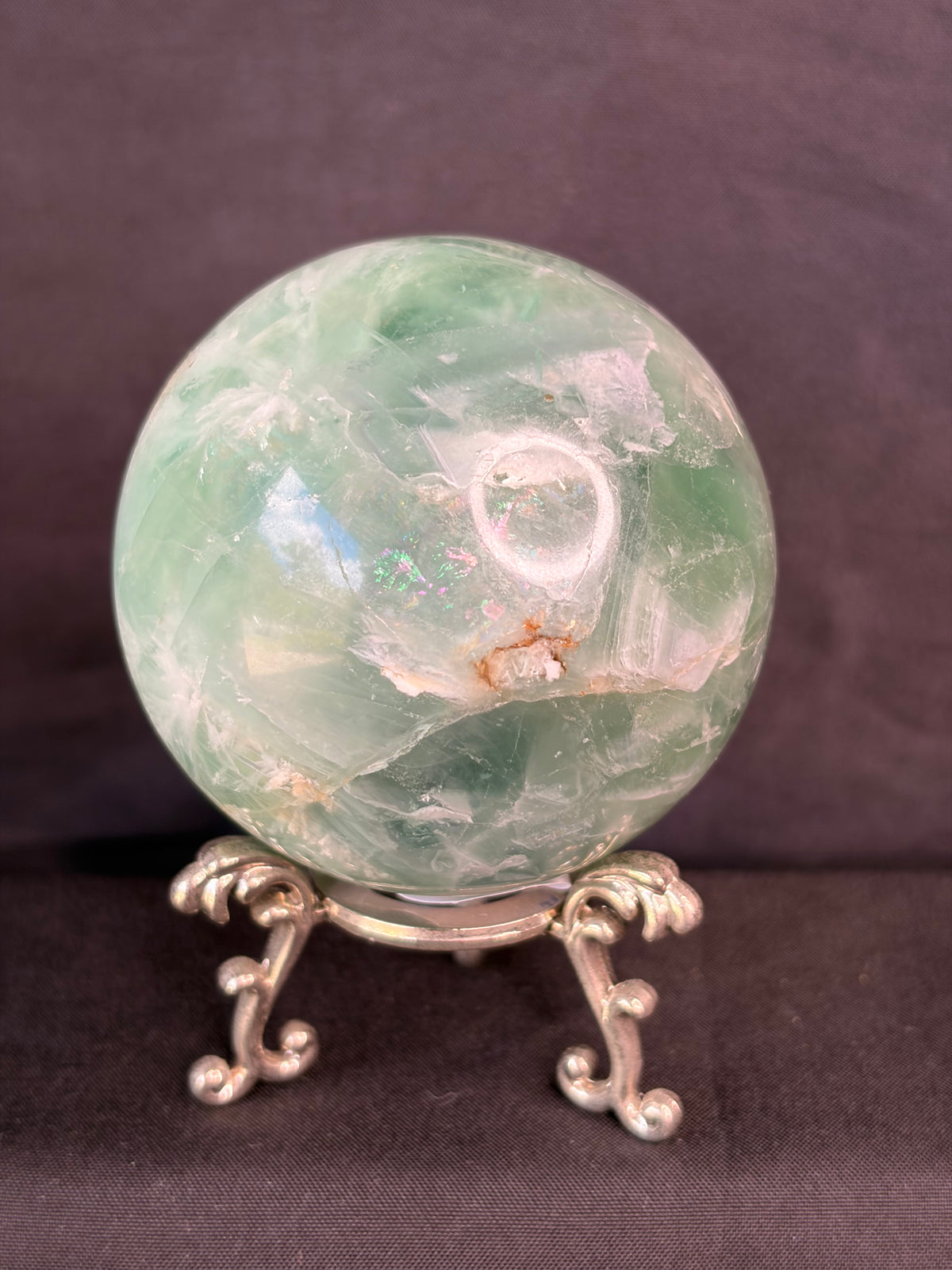 Feather Fluorite Sphere w/Stand