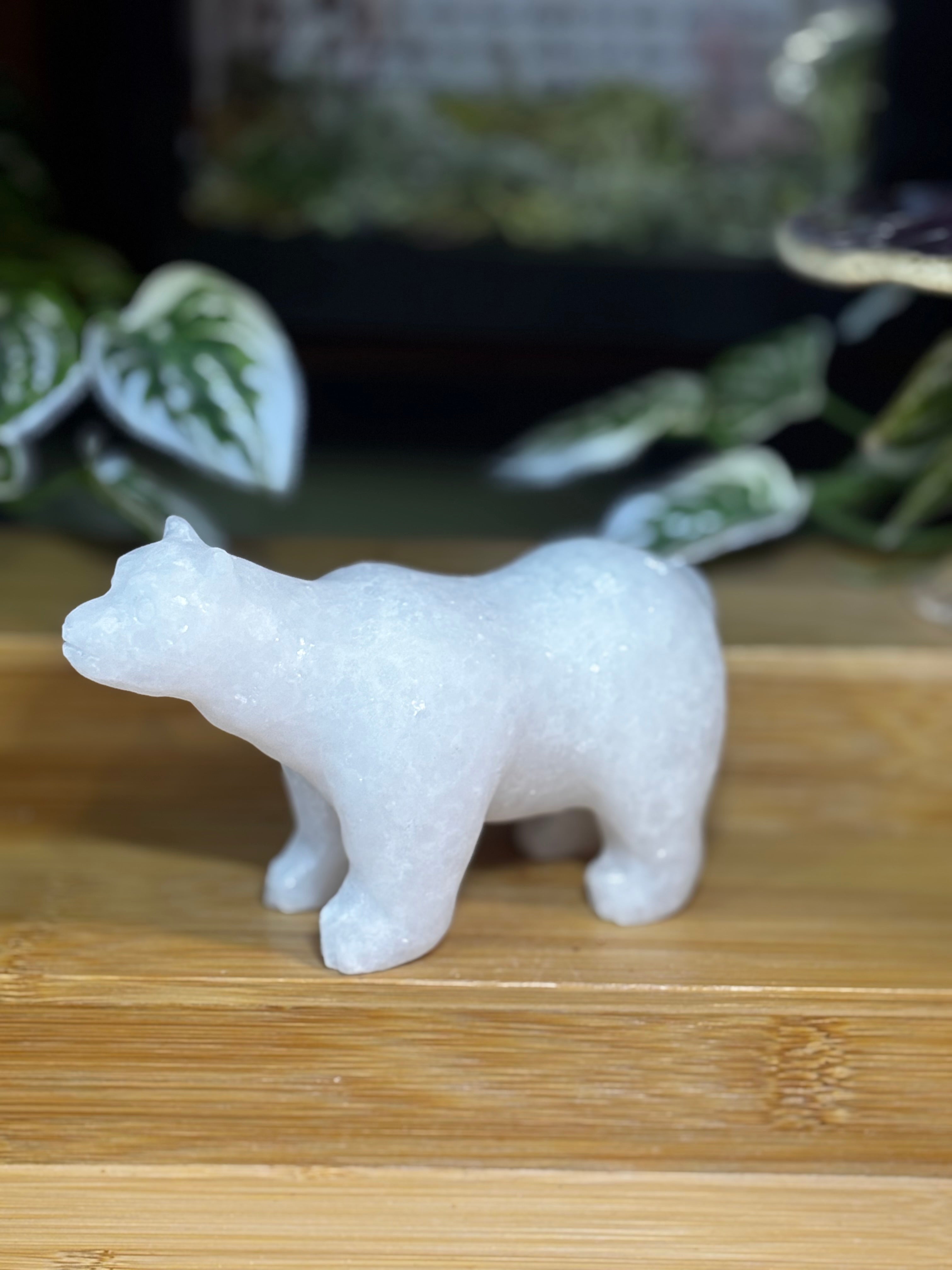 White Jade Polar Bear Carving