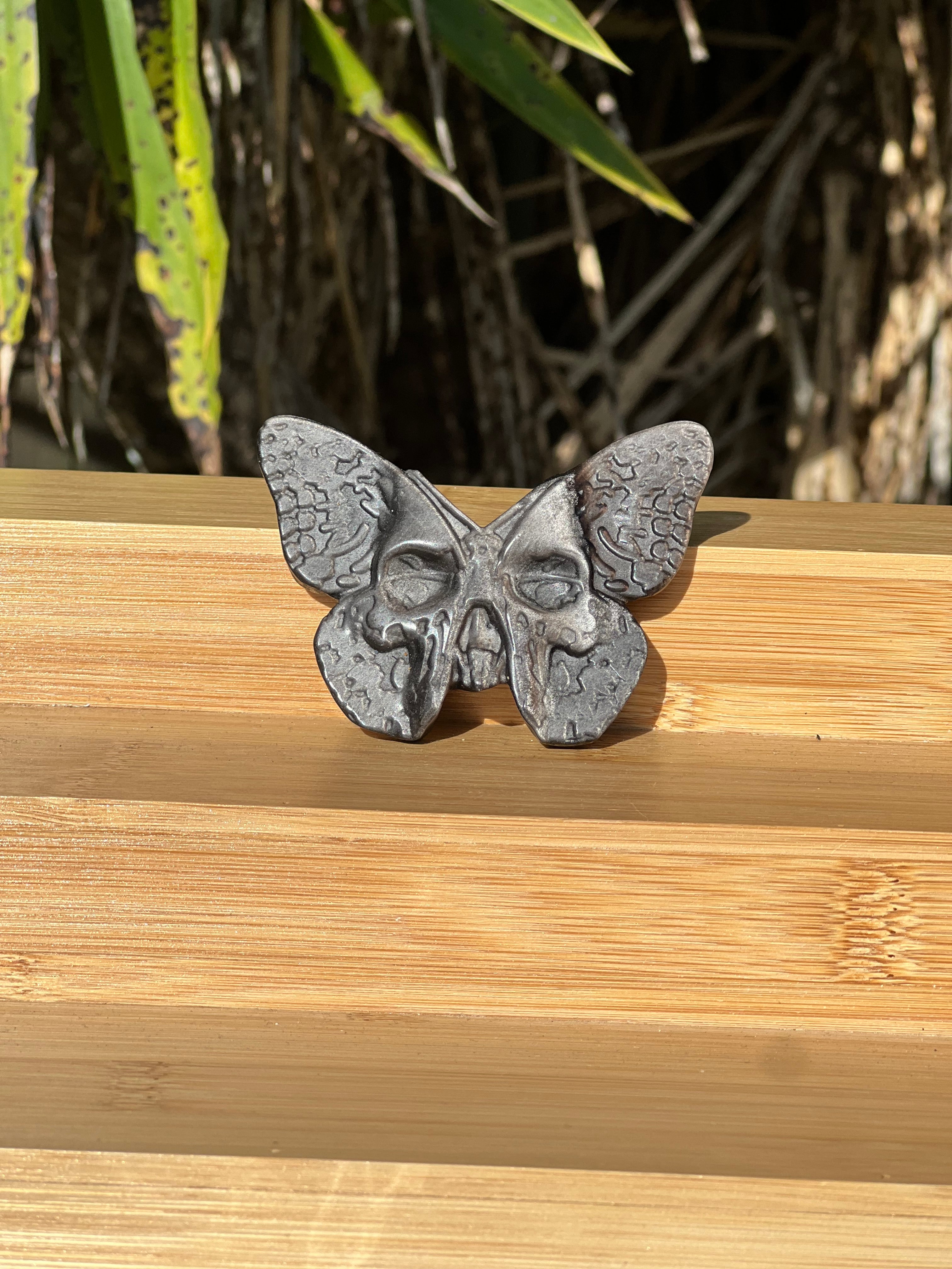 Silver Sheen Obsidian Death Head Moth 1