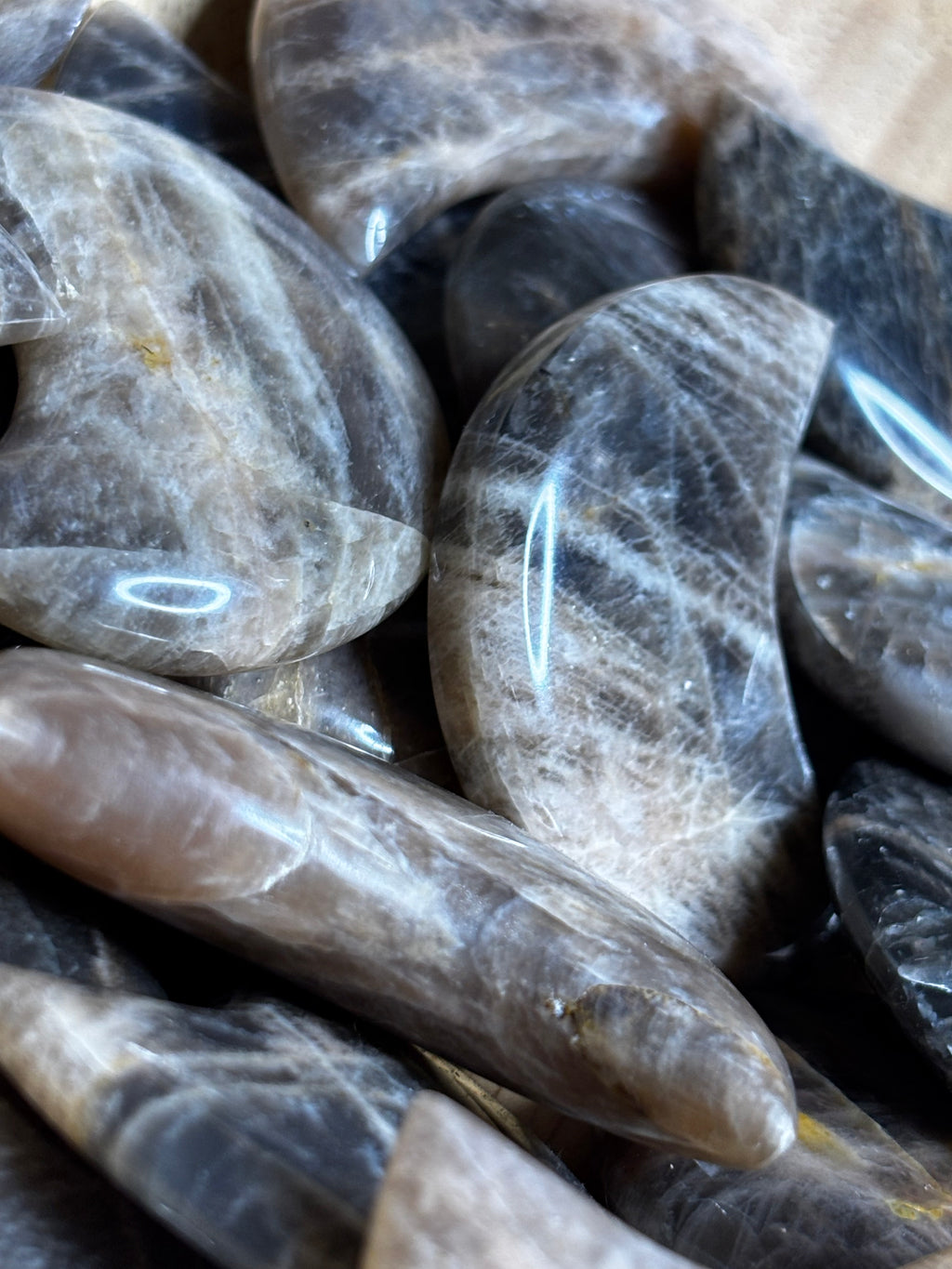 Peach/Black Moonstone Moons