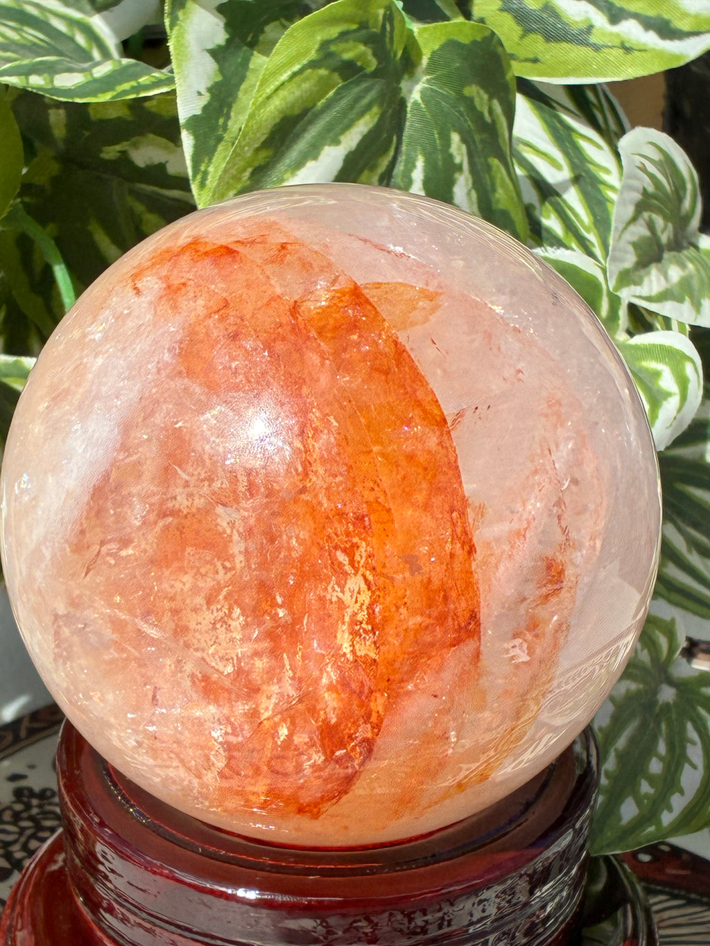 Fire Quartz Sphere w/Stand