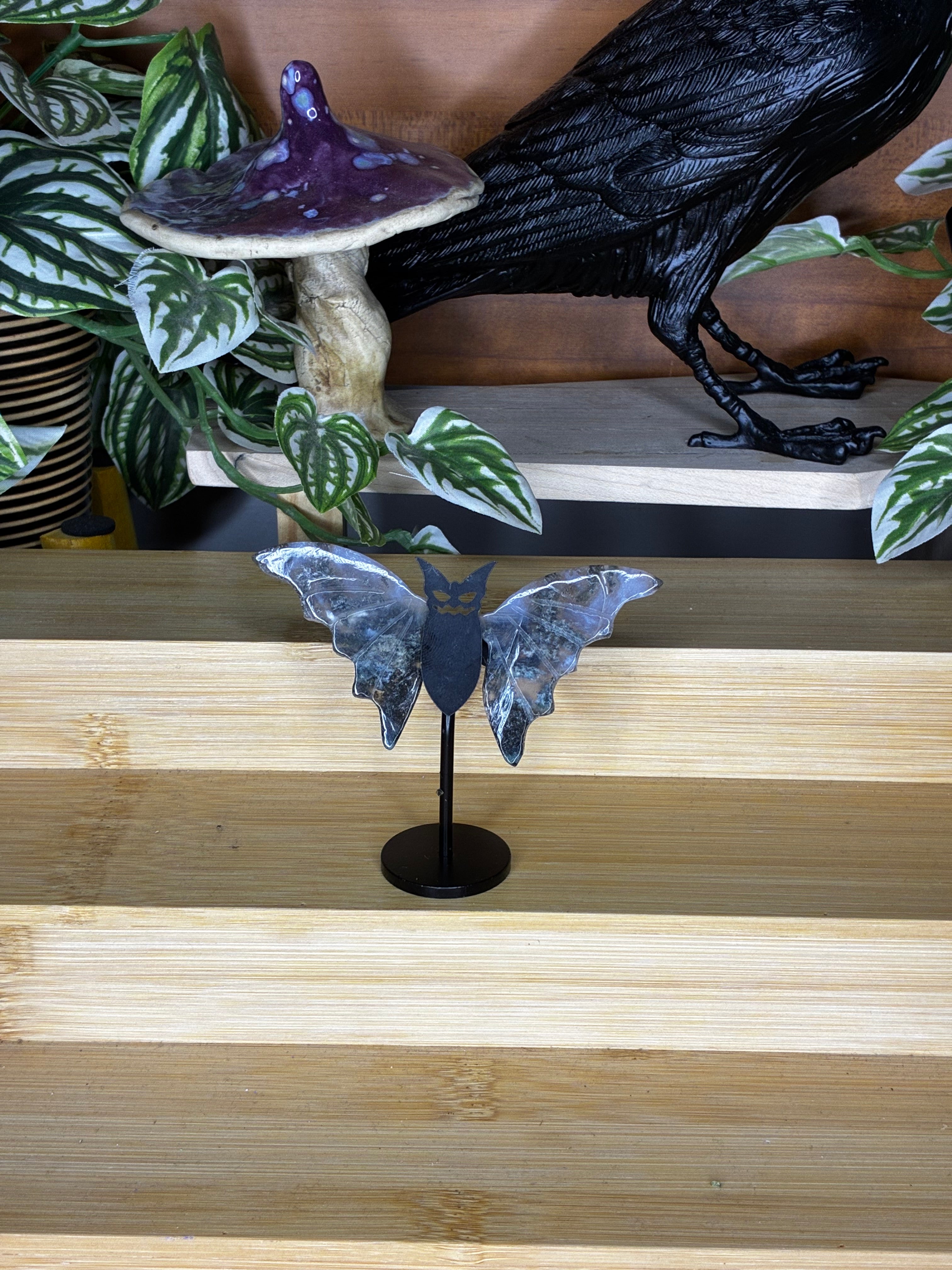 Moss Agate Bat Wings