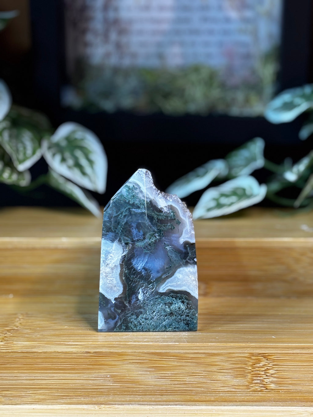 Druzy Moss Agate Chunky Point