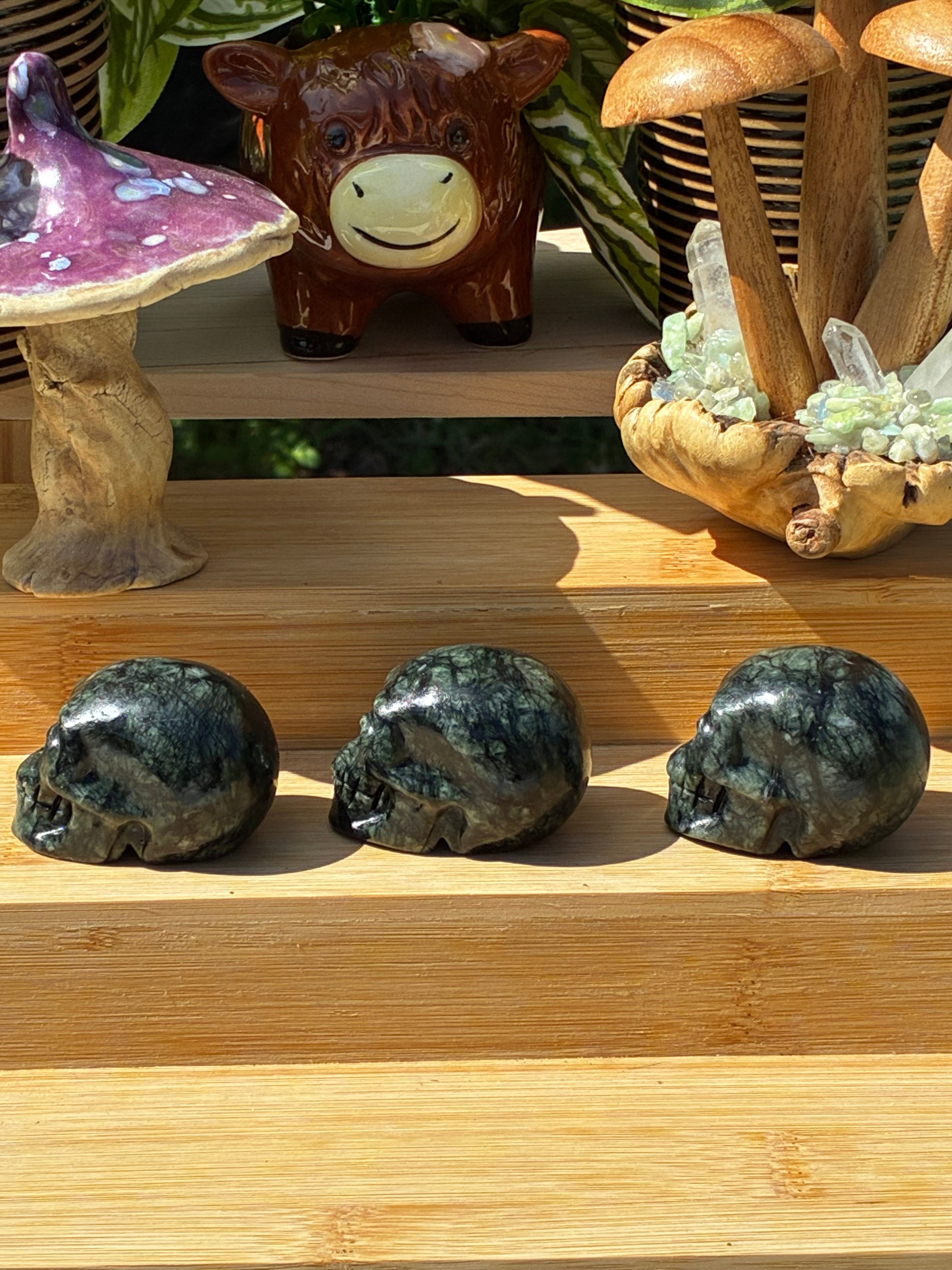 Dark Green Jade Skulls