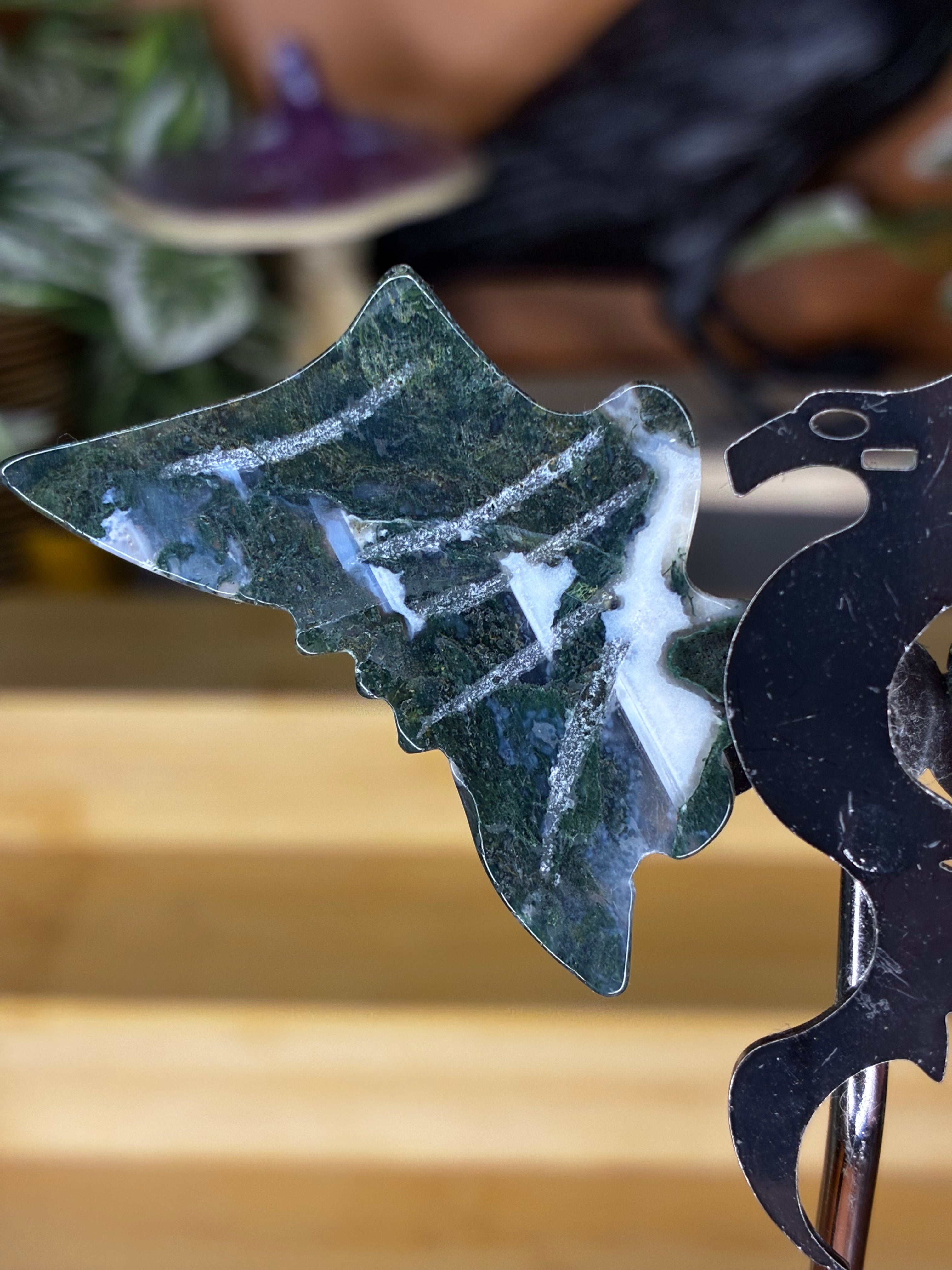 Moss Agate Dragon Wings