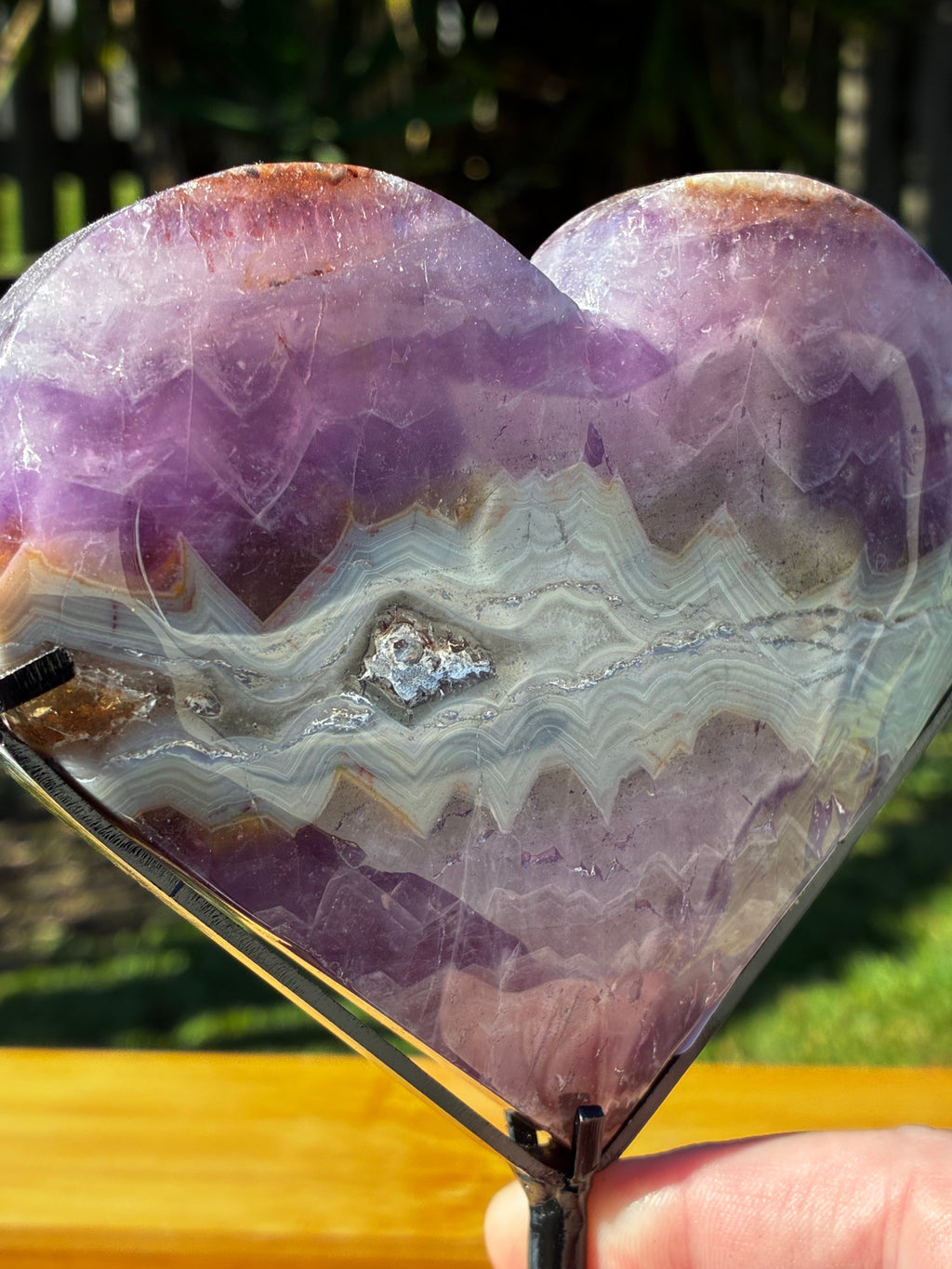 Amethyst & Crazy Lace Agate Heart on Stand