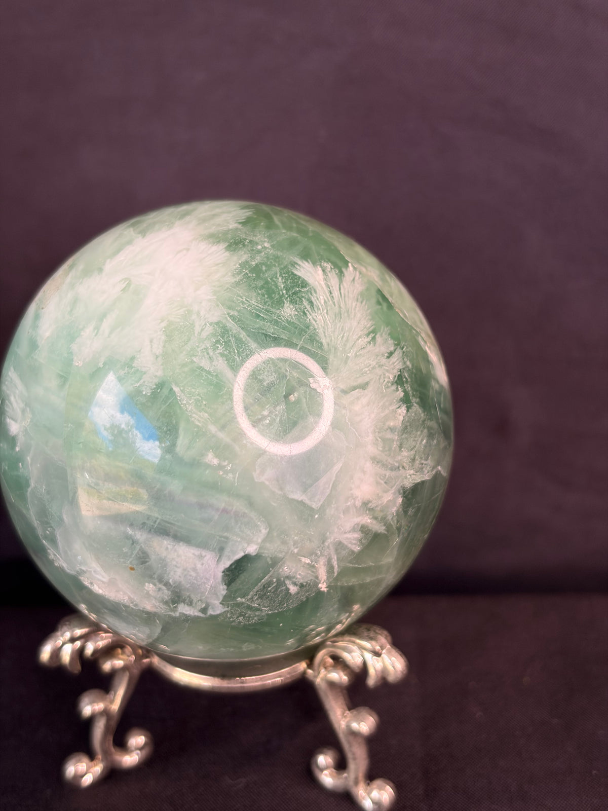 Feather Fluorite Sphere w/Stand