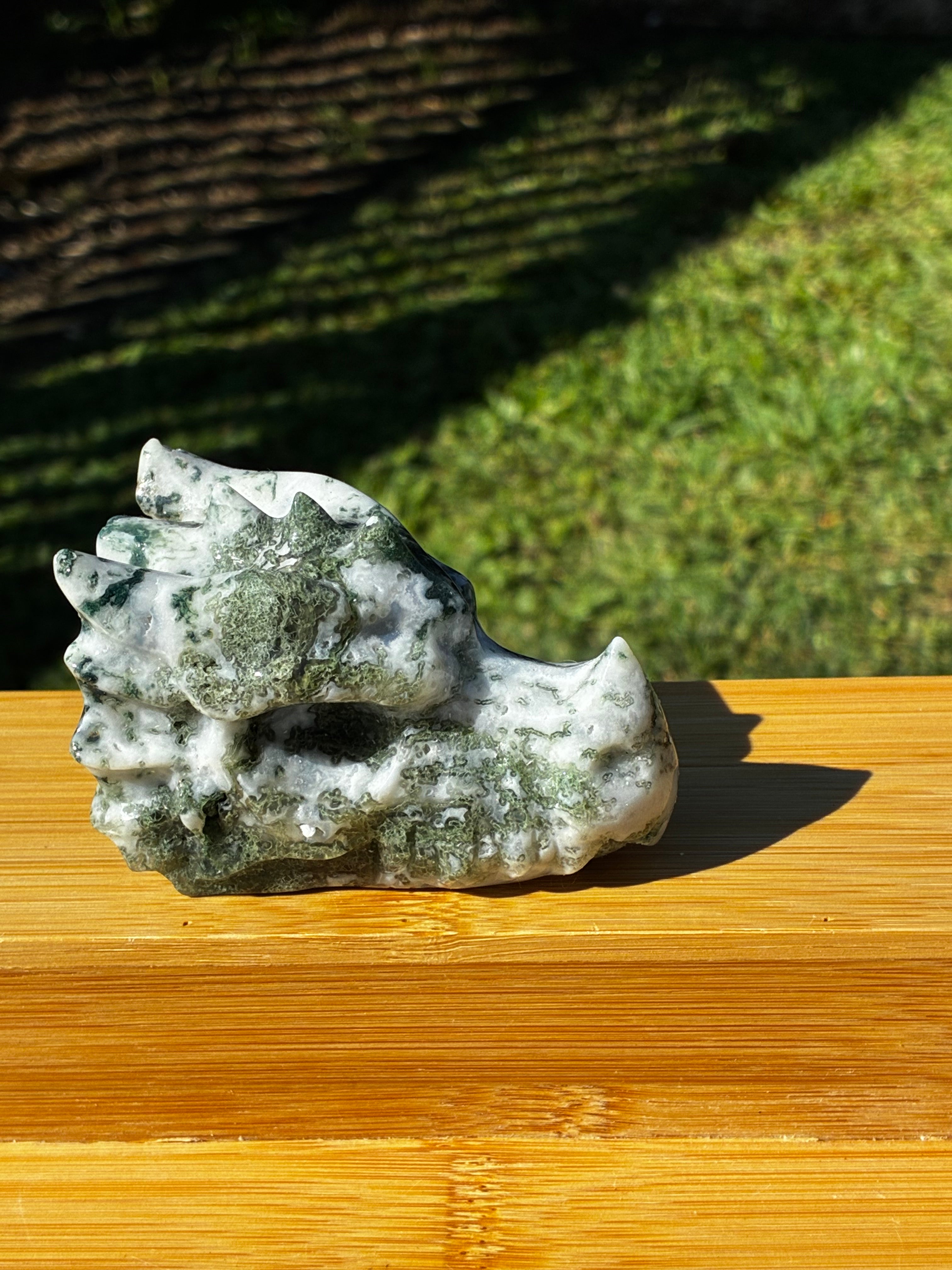 Moss Agate Dragon Head