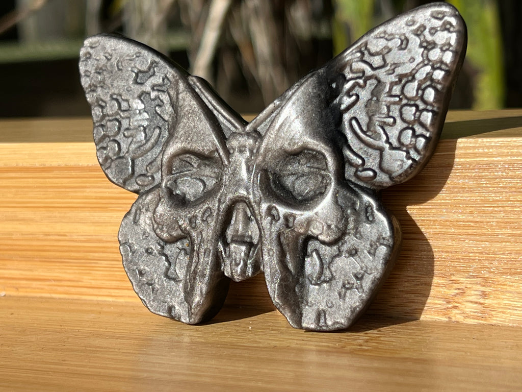Silver Sheen Obsidian Death Head Moth 1