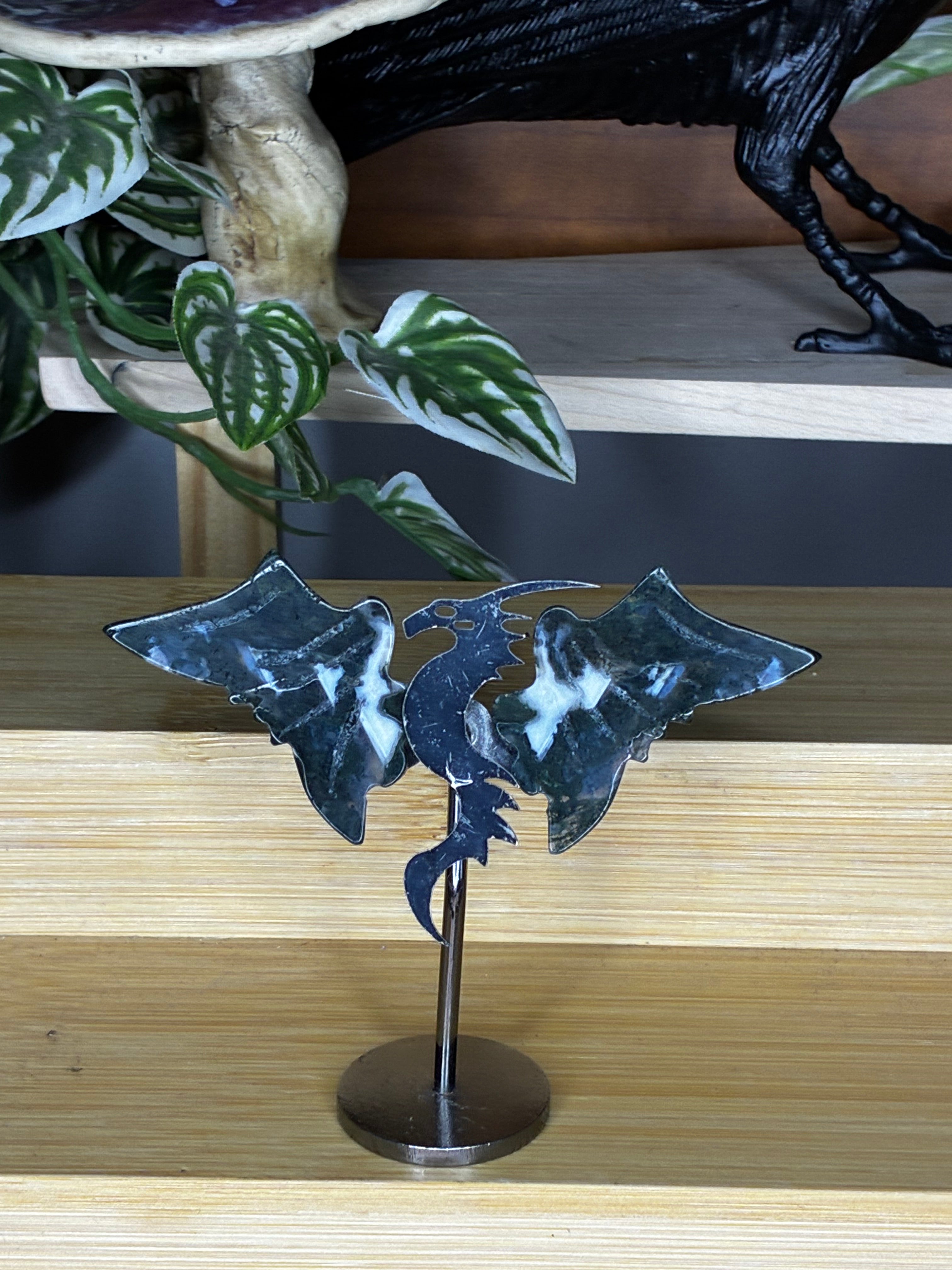 Moss Agate Dragon Wings