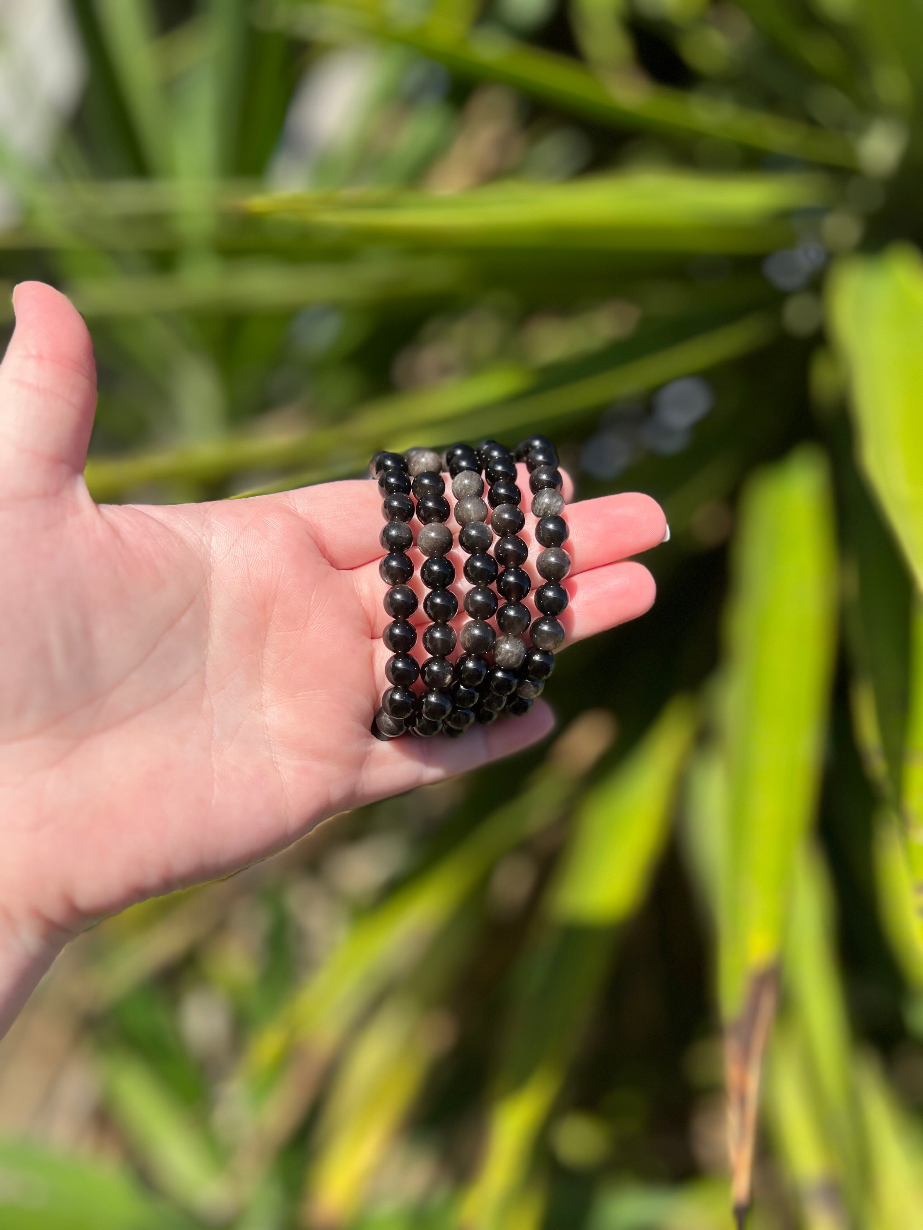 8mm Mixed Sheen Obsidian Bracelet