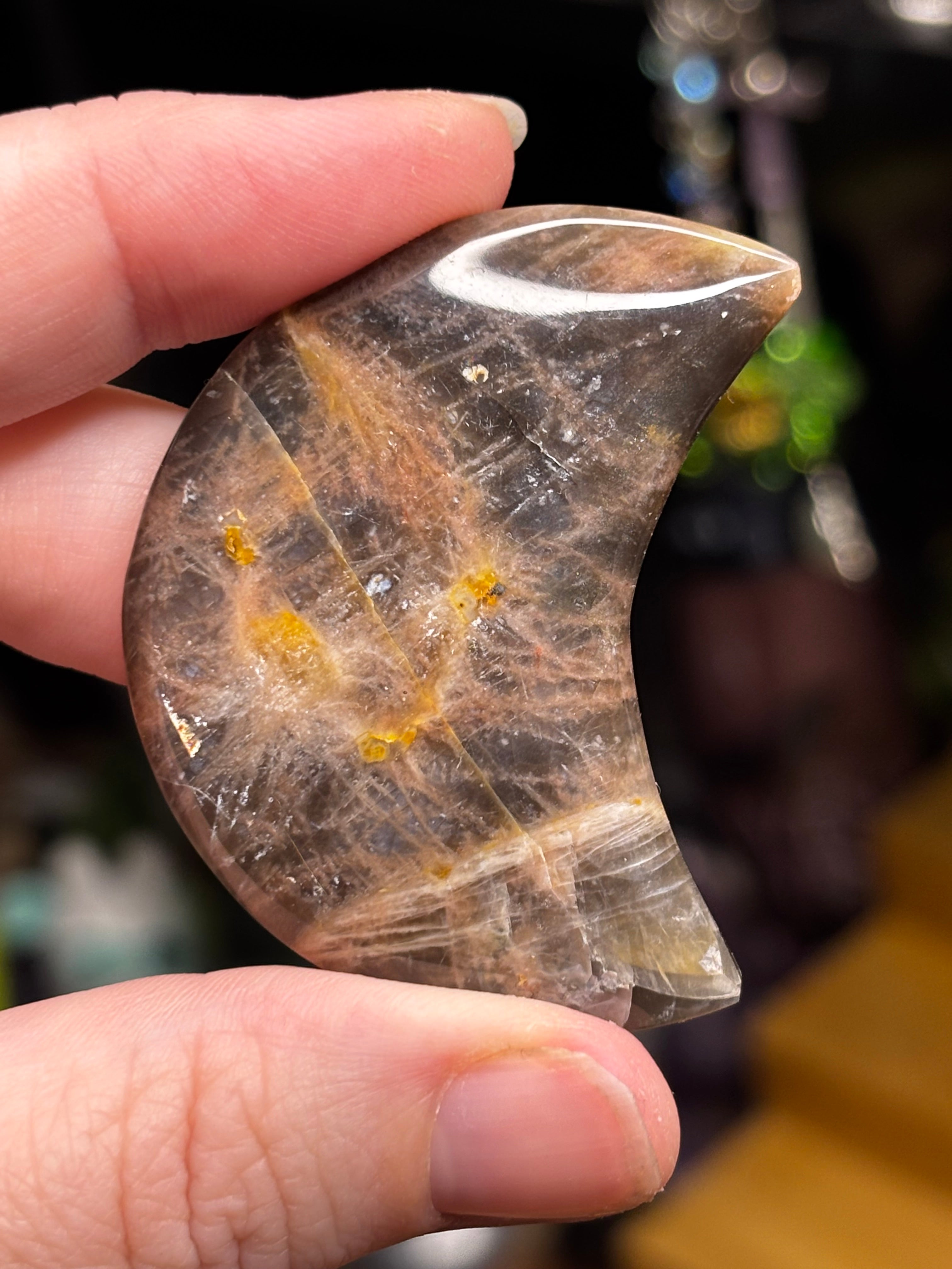 Peach/Black Moonstone Moons