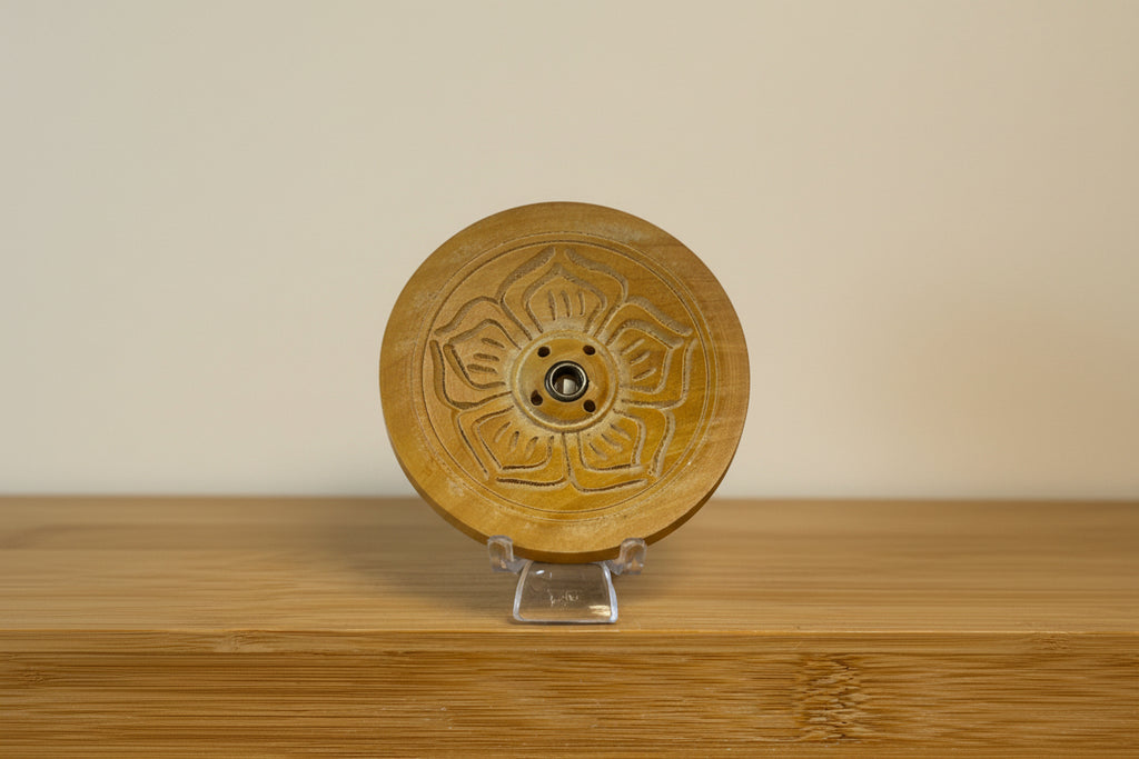 Wooden Round Tibetan Incense Holder