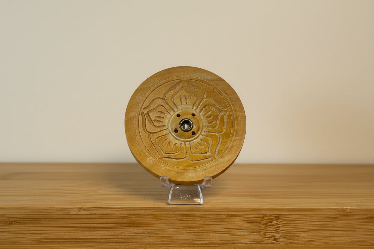 Wooden Round Tibetan Incense Holder