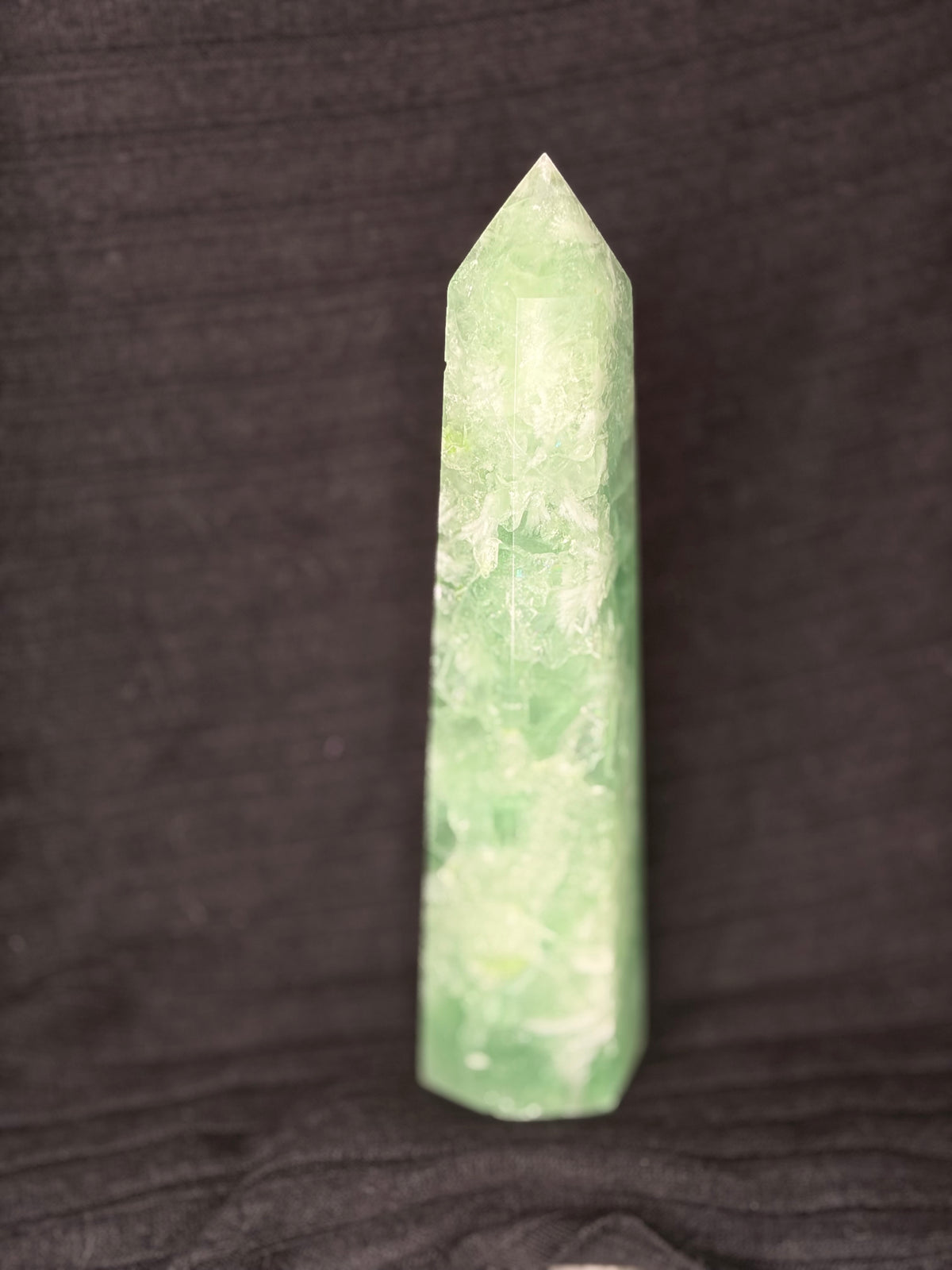 Green Feather Fluorite Point
