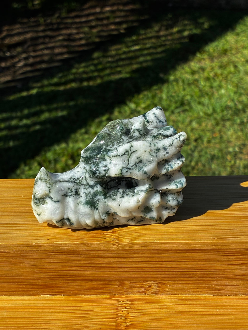 Moss Agate Dragon Head