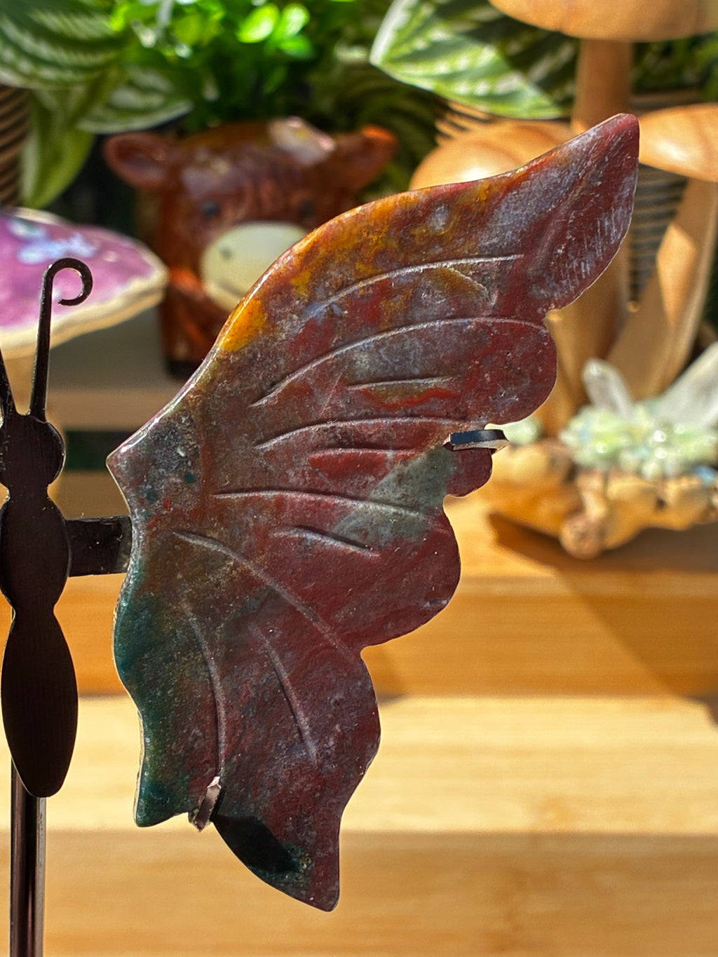 Red & Green Moss Agate Butterfly Wings