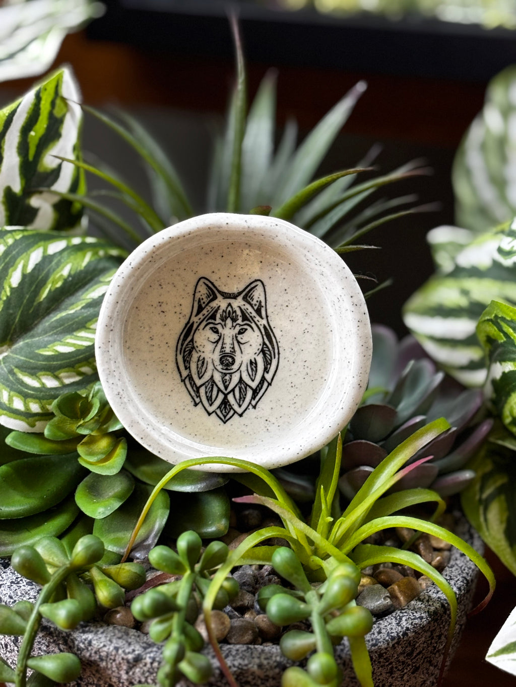 Wolf Mandala Trinket Dish