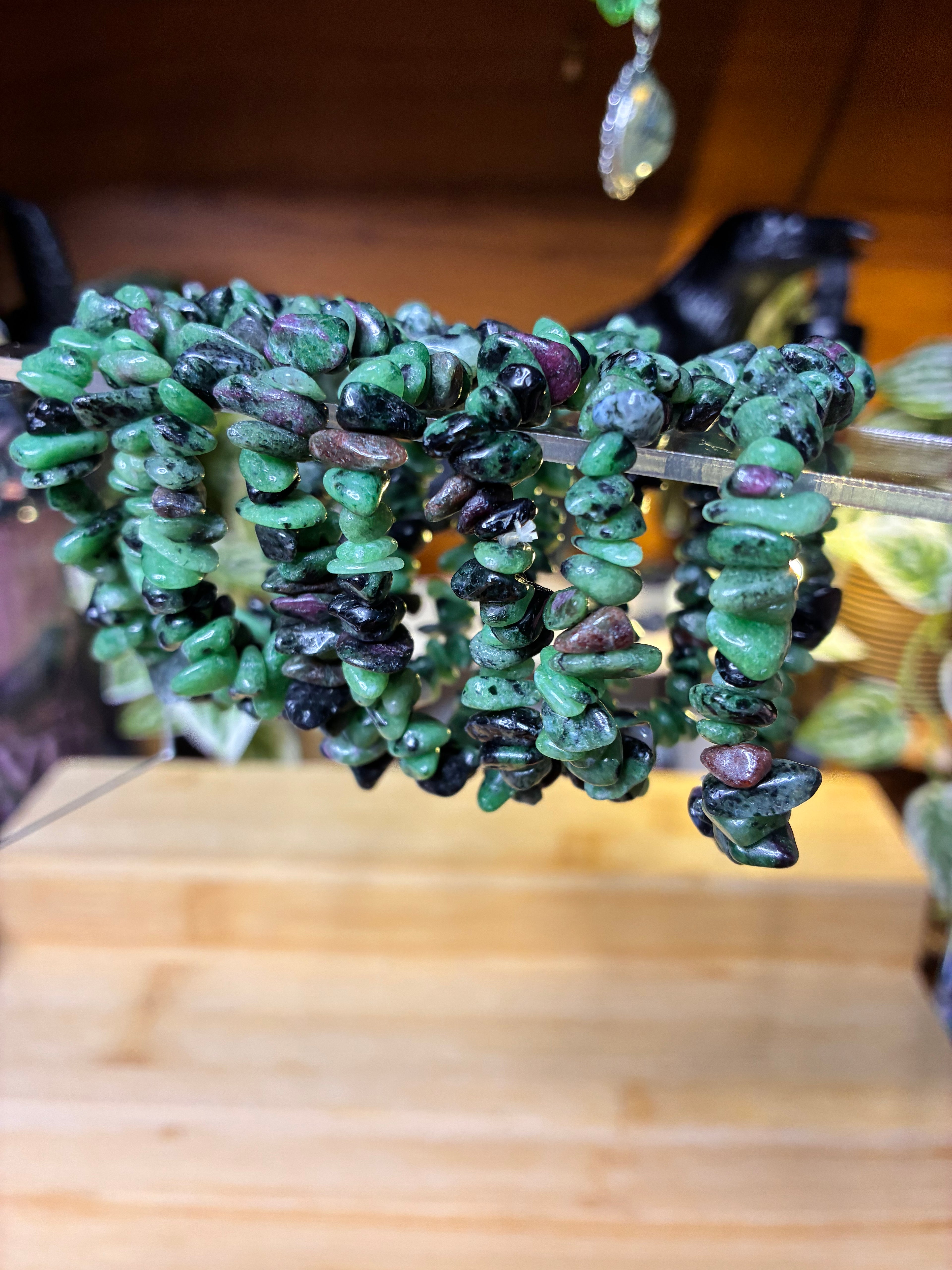 Ruby Zoisite Chip Bracelets