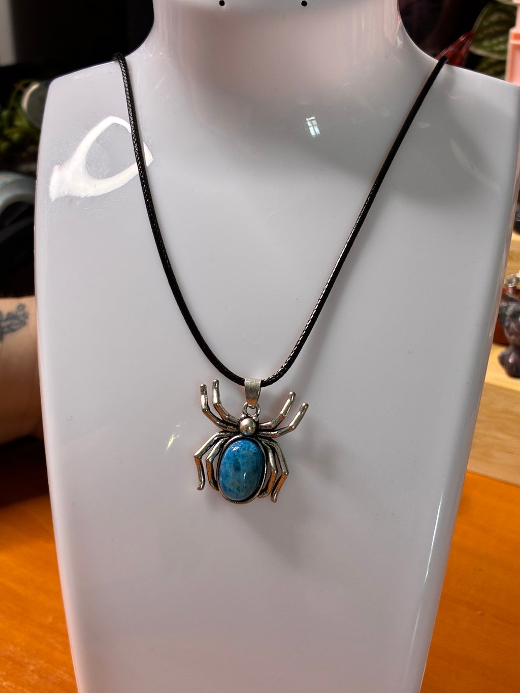 Blue Apatite Spider Pendant