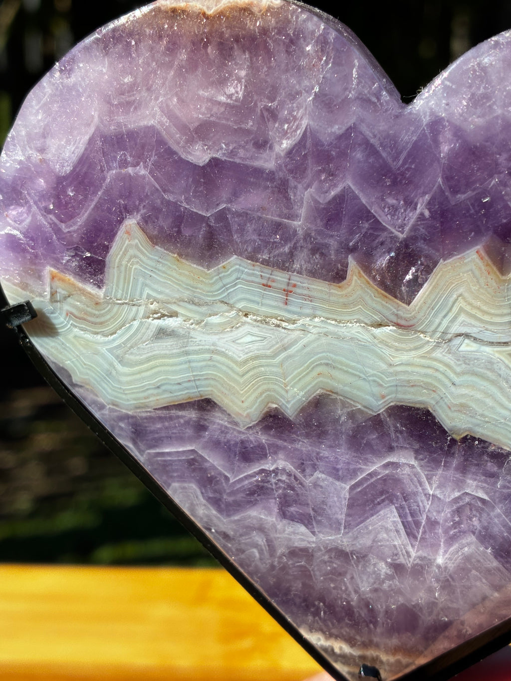 Amethyst & Crazy Lace Agate Heart on Stand