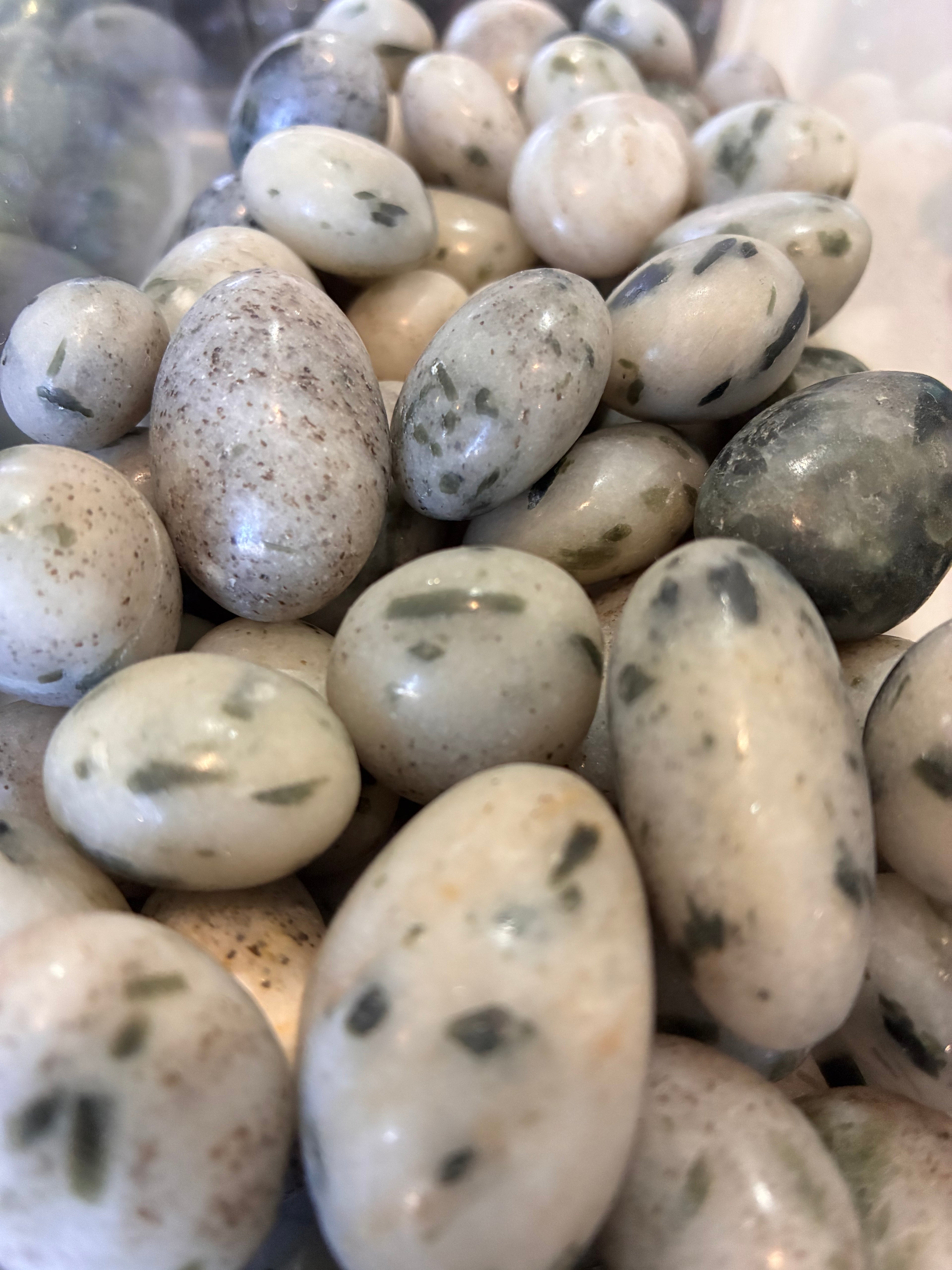 Green Tourmaline in Quartz Tumbles