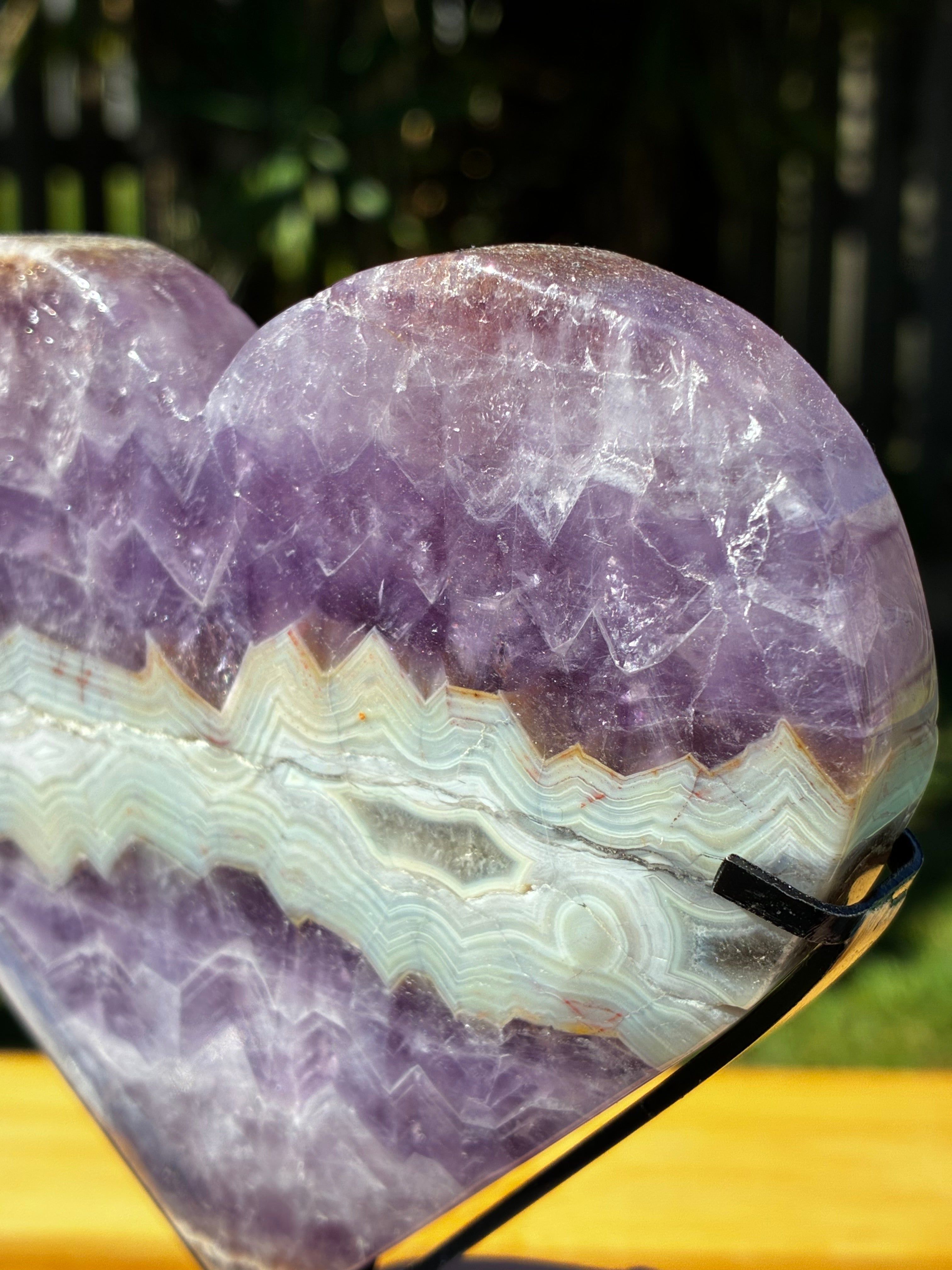 Amethyst & Crazy Lace Agate Heart on Stand
